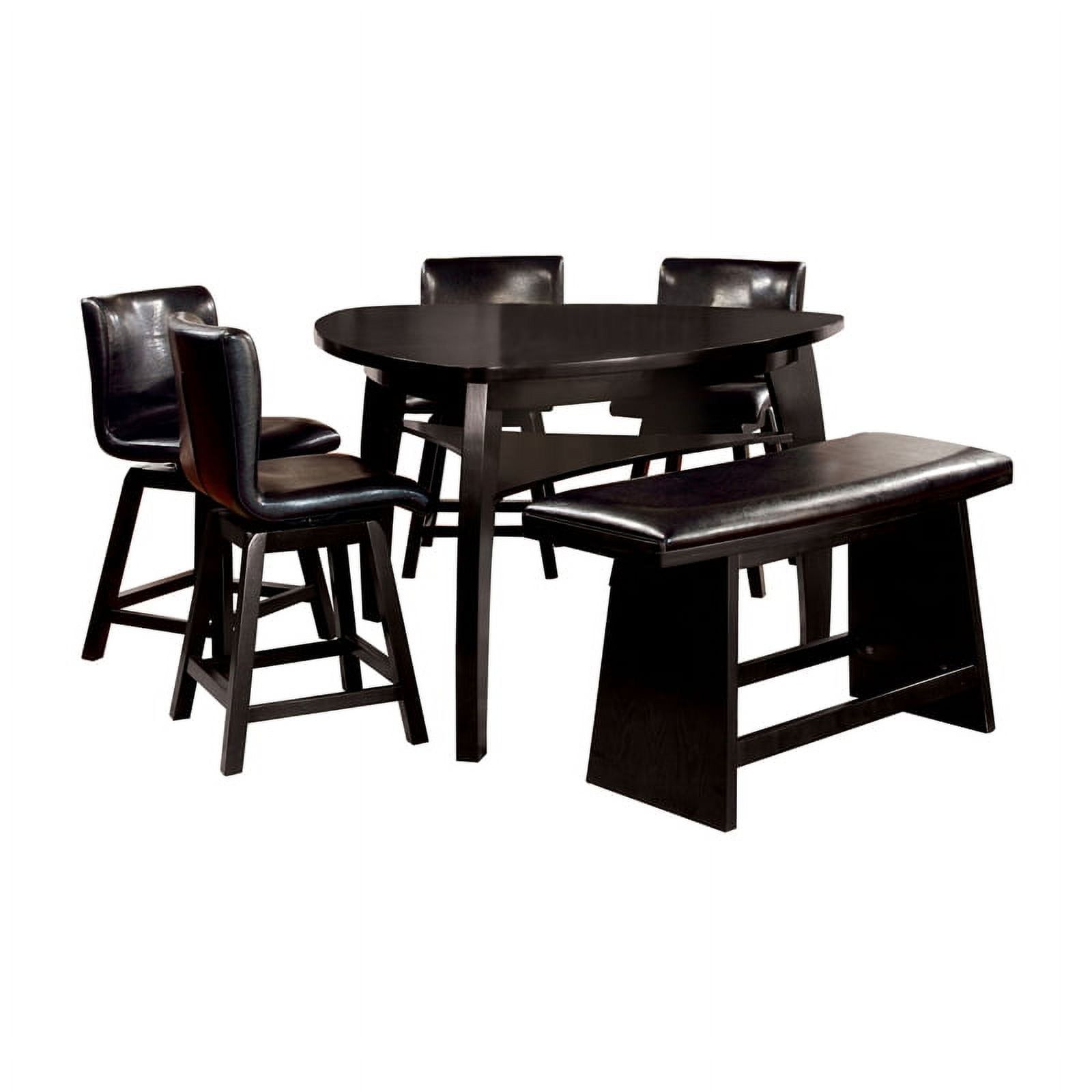 Modern Black Solid Wood 6-Piece Dining Set with Triangular Table