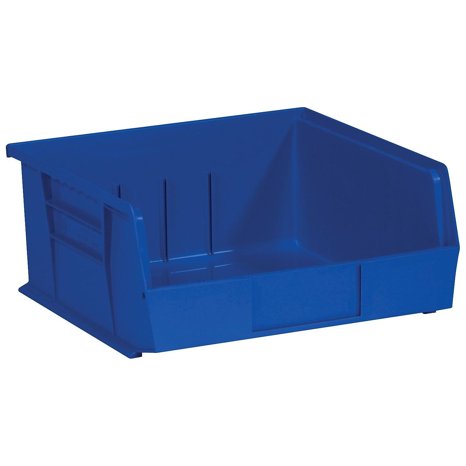 Sleek Blue Stackable Plastic Lidded Storage Box, 11" x 10.875" x 5"