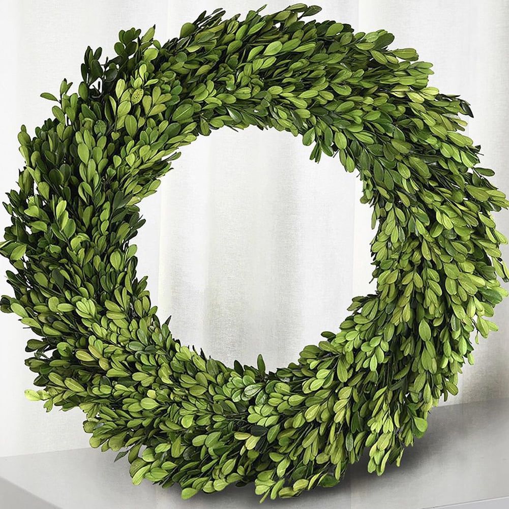 14-Inch Green Preserved Boxwood Easter Wreath