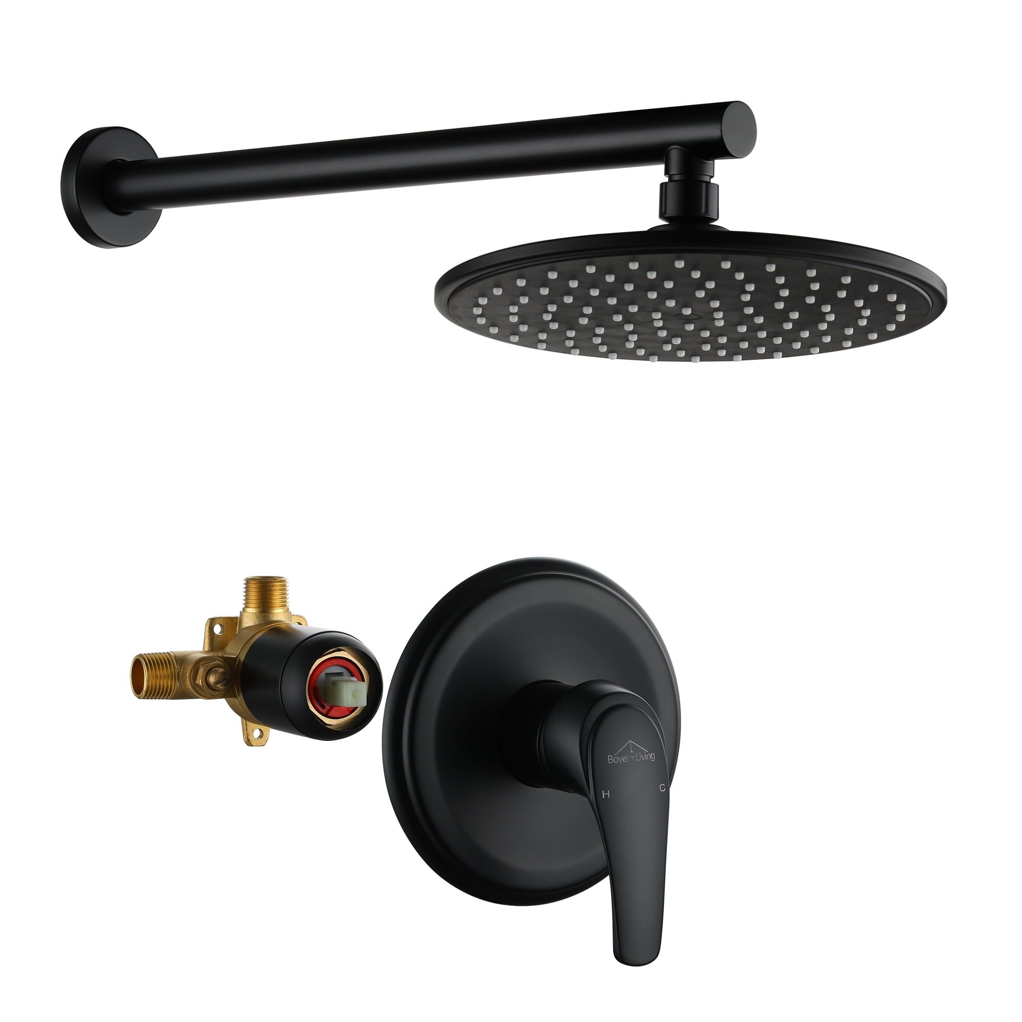 Matte Black Brass Wall Mounted Rain Shower System