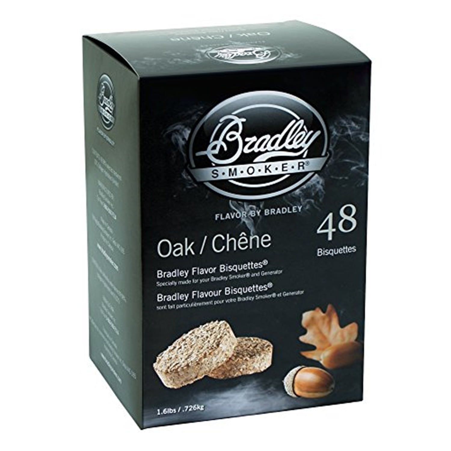 Bradley Oak Flavor Wood Smoking Bisquettes for BBQ and Grill, 48 Pack