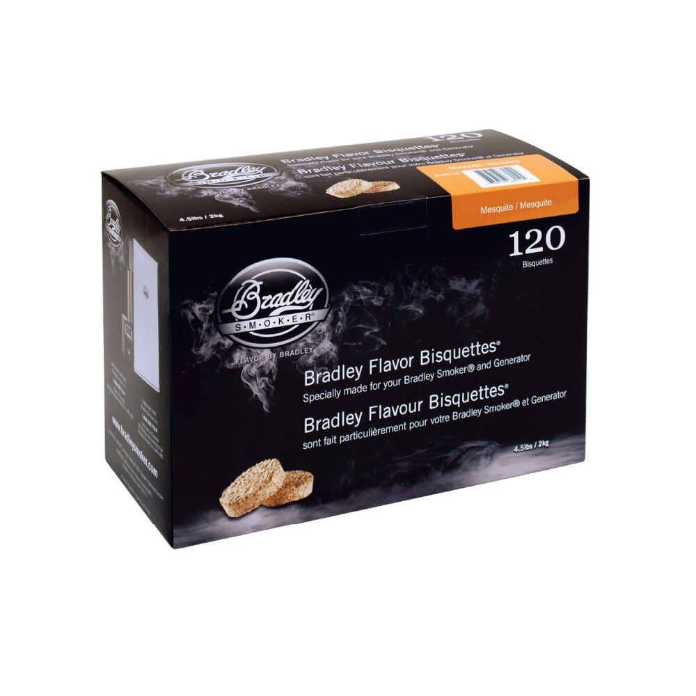 Bradley Mesquite Wood Smoking Bisquettes for BBQ Grill, 120 Pack