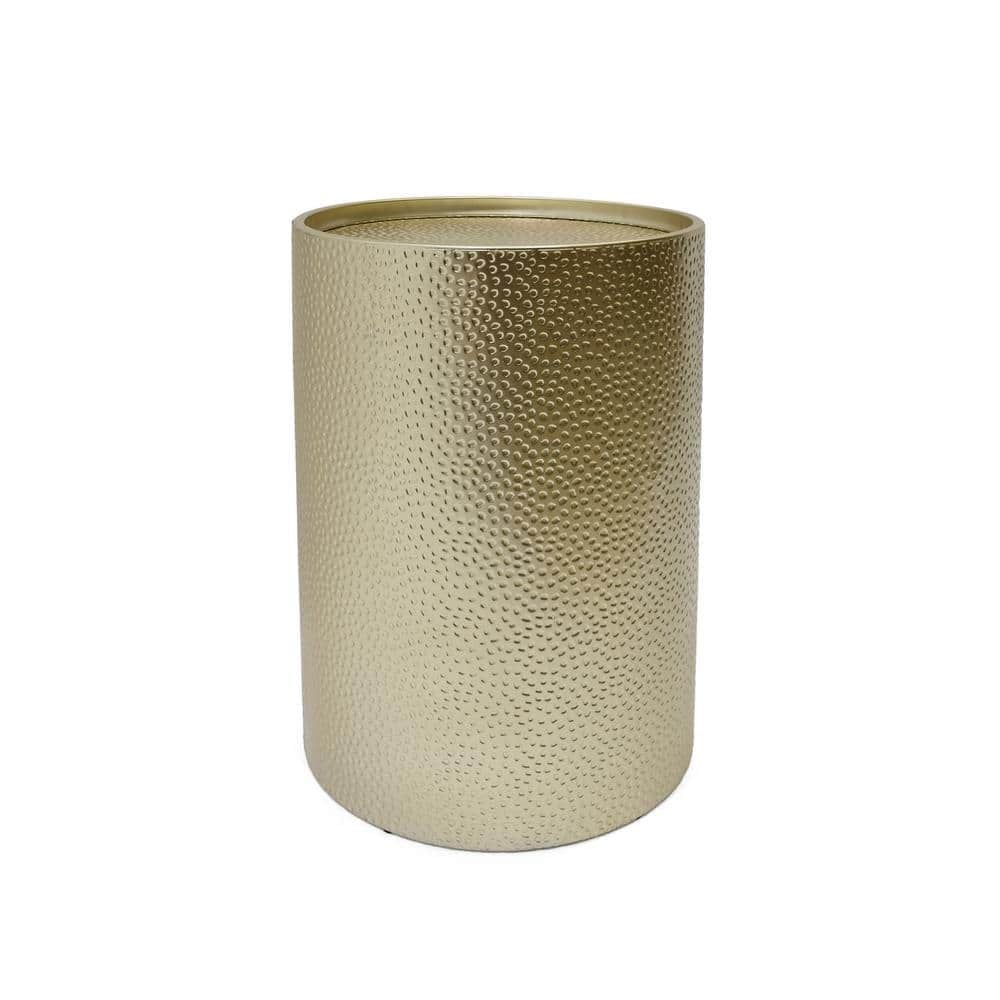 Gold Hammered Iron Round Accent Table, 16"