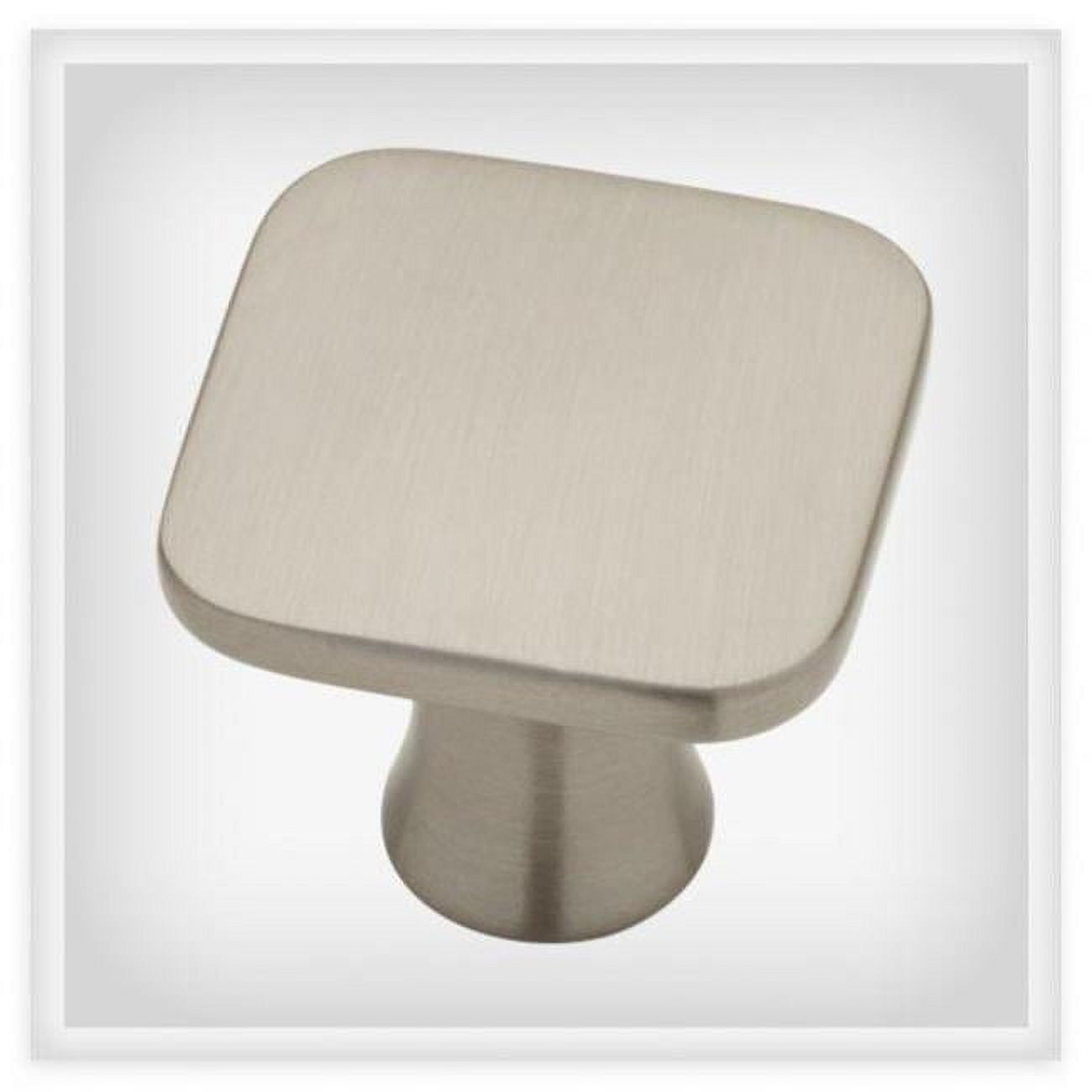 Satin Nickel Square Modern Cabinet Knob with Mounting Hardware