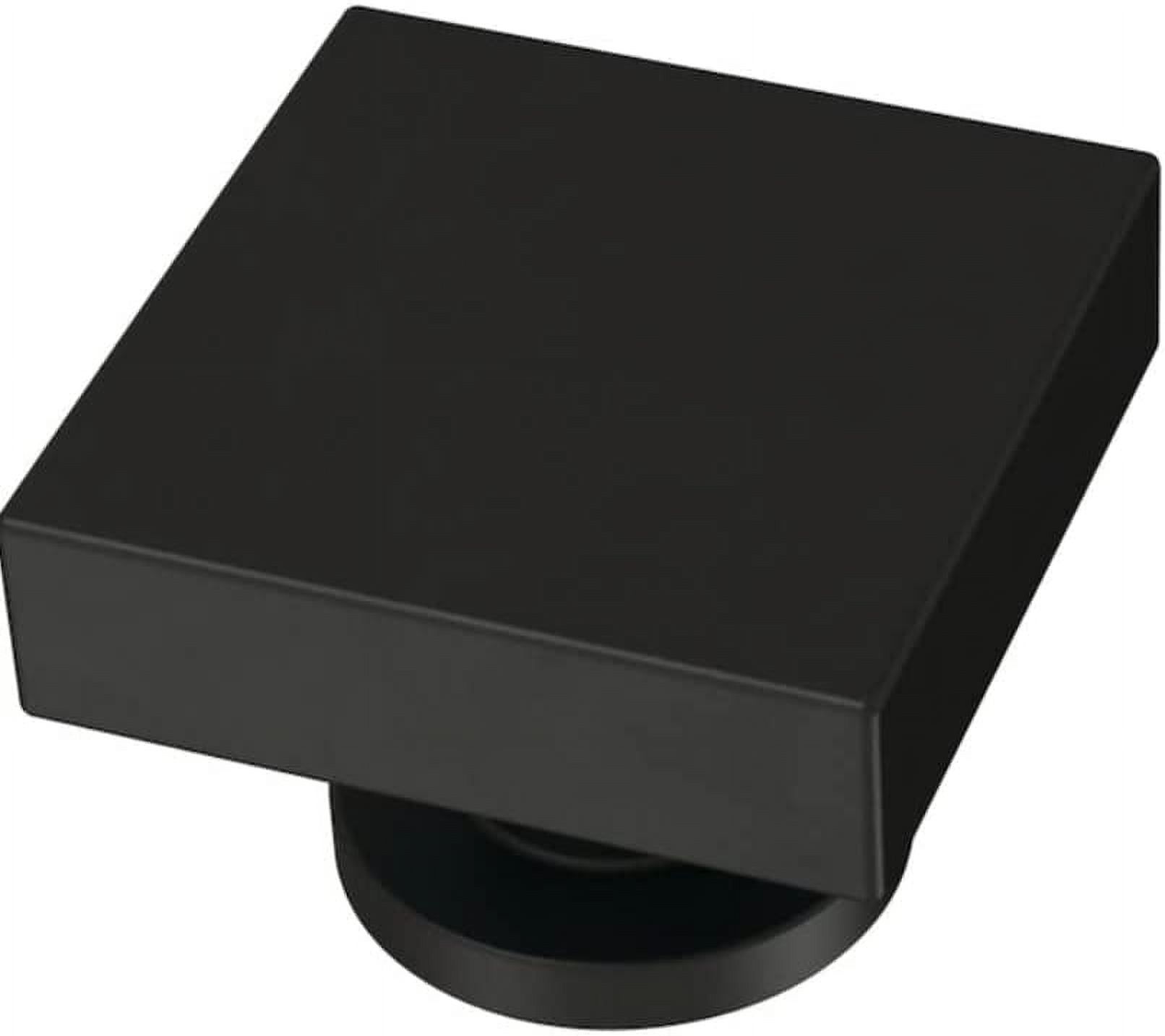 Matte Black Square Aluminum Cabinet Knob with Mounting Hardware