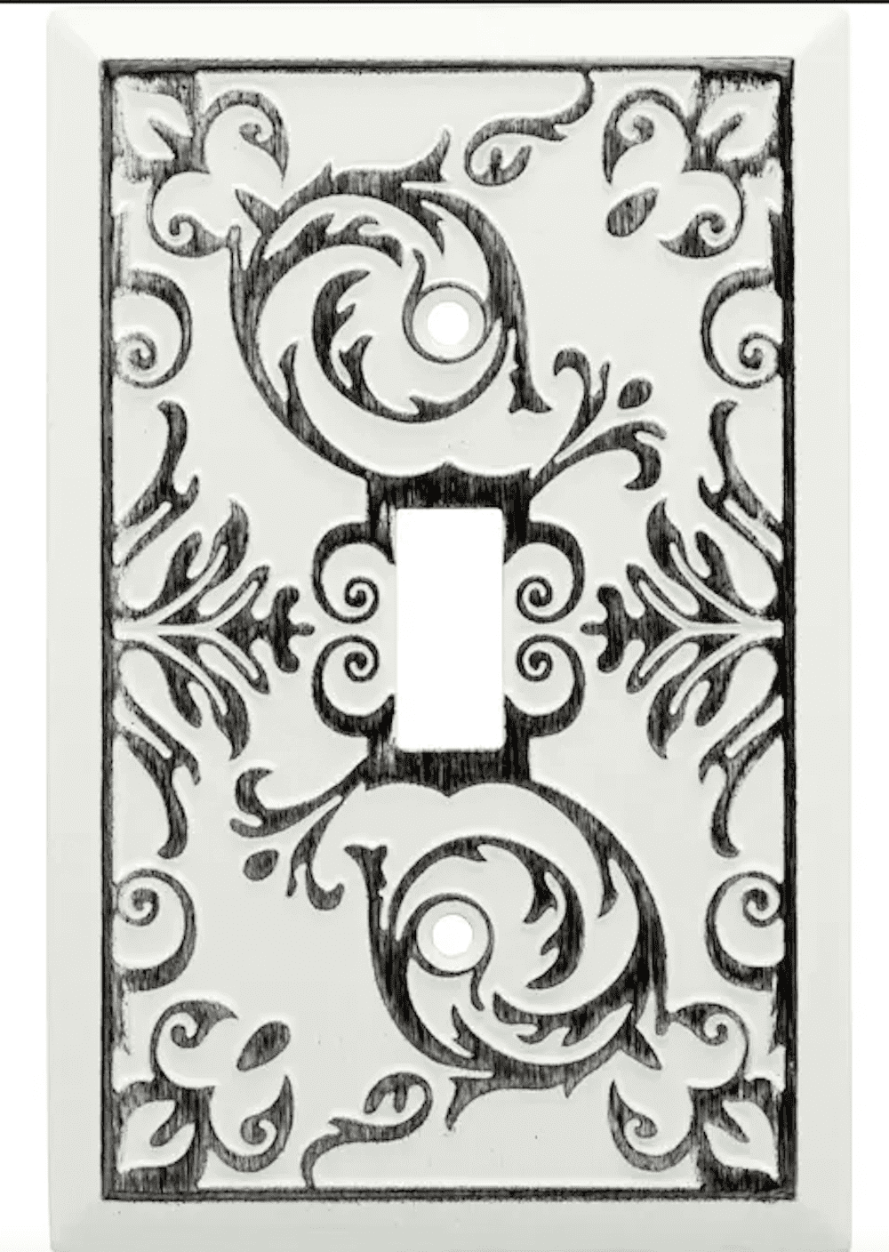 Fairhope Whitewash Ornate Single Toggle Wall Plate