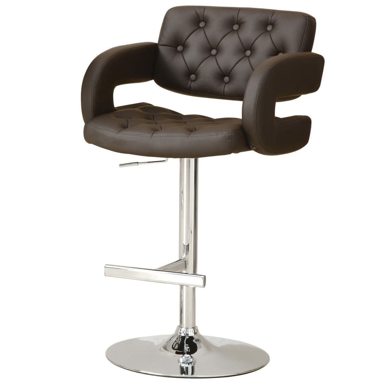 Brandi Contemporary Adjustable Brown Leatherette Bar Stool