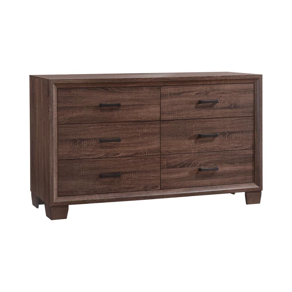 Medium Warm Brown 6-Drawer Hardwood Dresser with Felt Lined Drawers