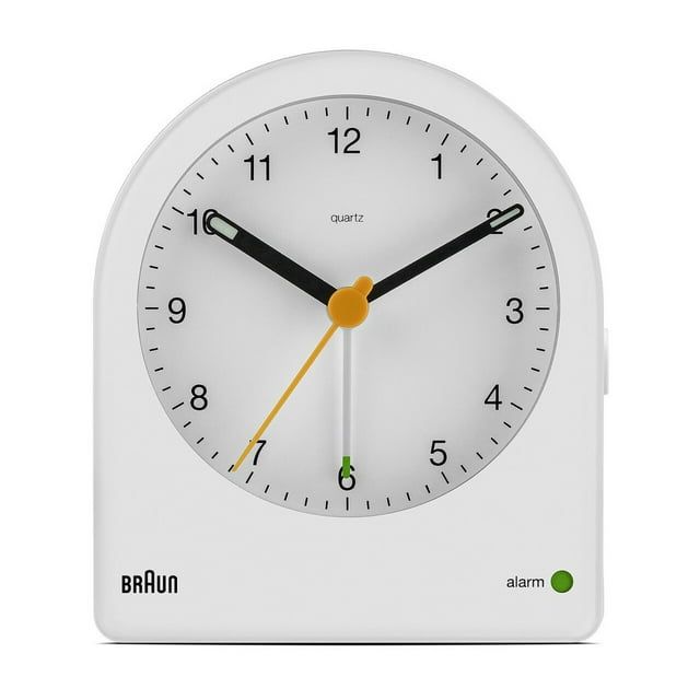 Braun White Curved Shape Minimalist Quartz Alarm Clock