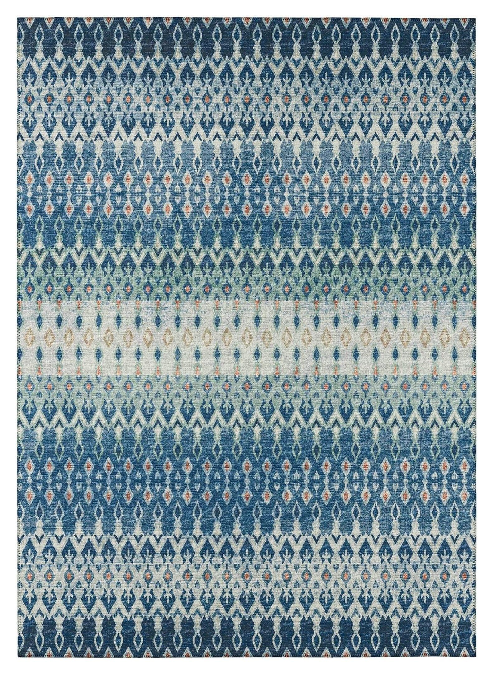 Seaglass Blue Chenille 5' x 7'6" Easy-Care Rectangular Area Rug