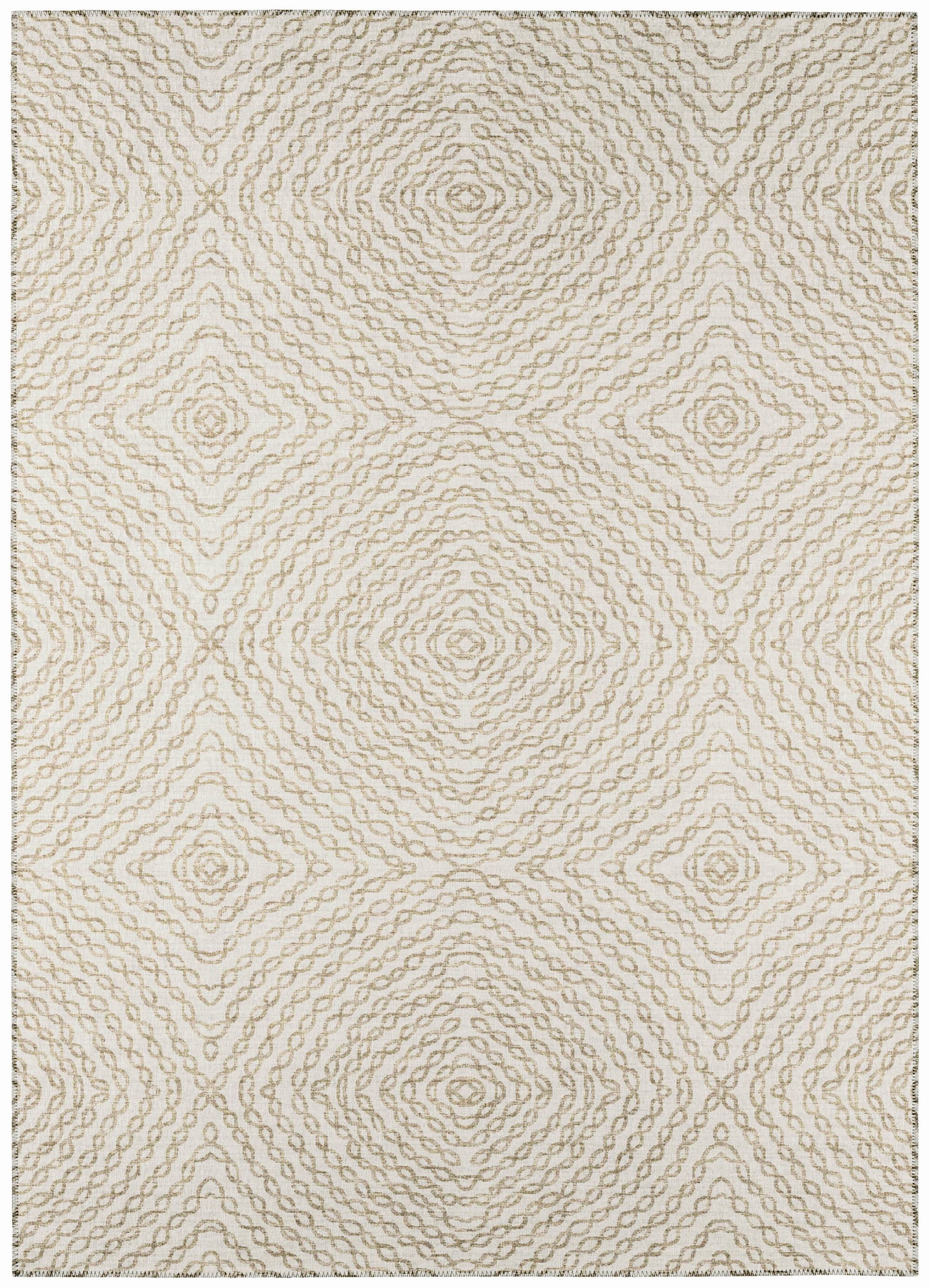 Linen Beige Geometric 3' x 5' Flat Woven Area Rug