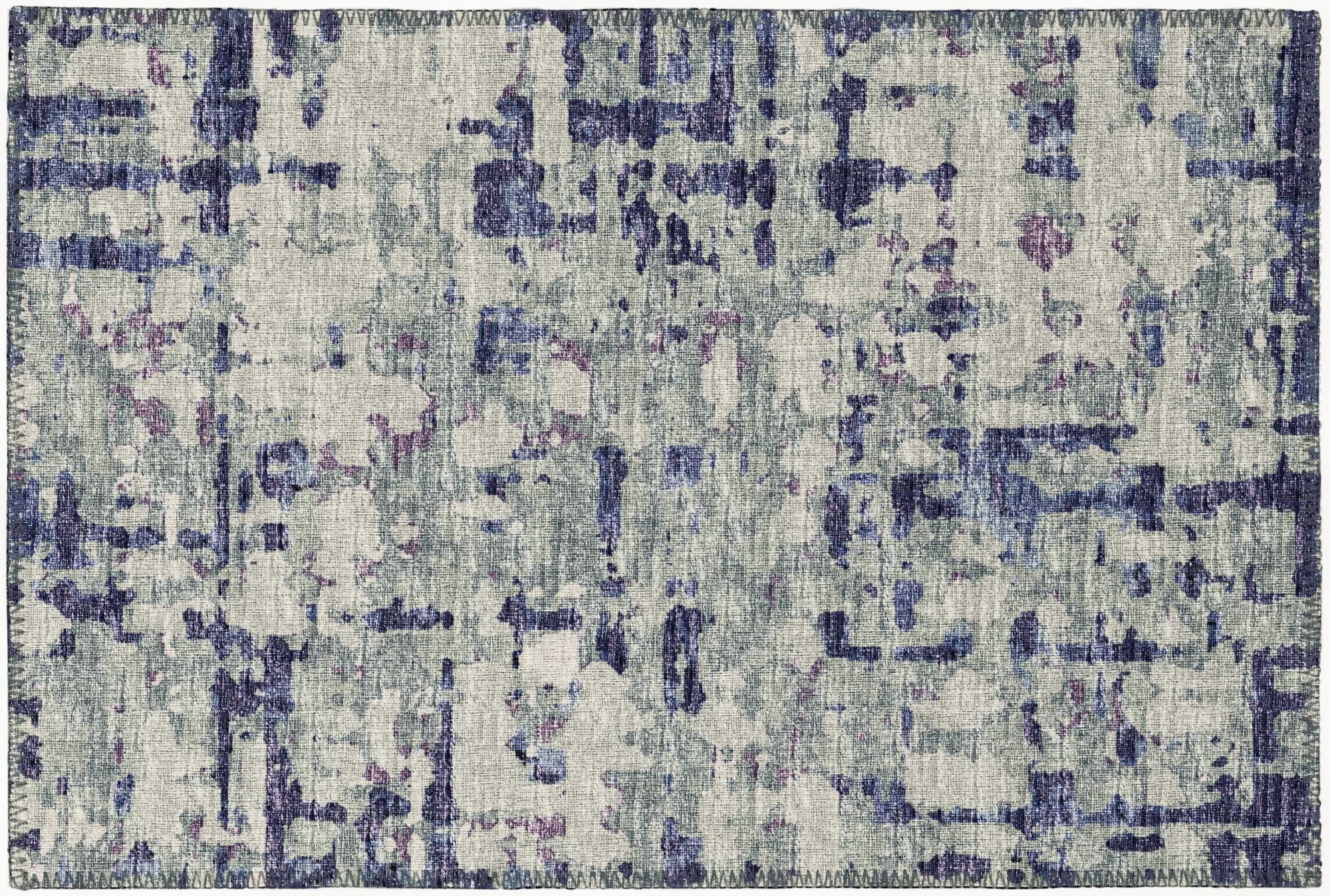 Purple Abstract Flat Woven Chenille Accent Rug 1'8" x 2'6"