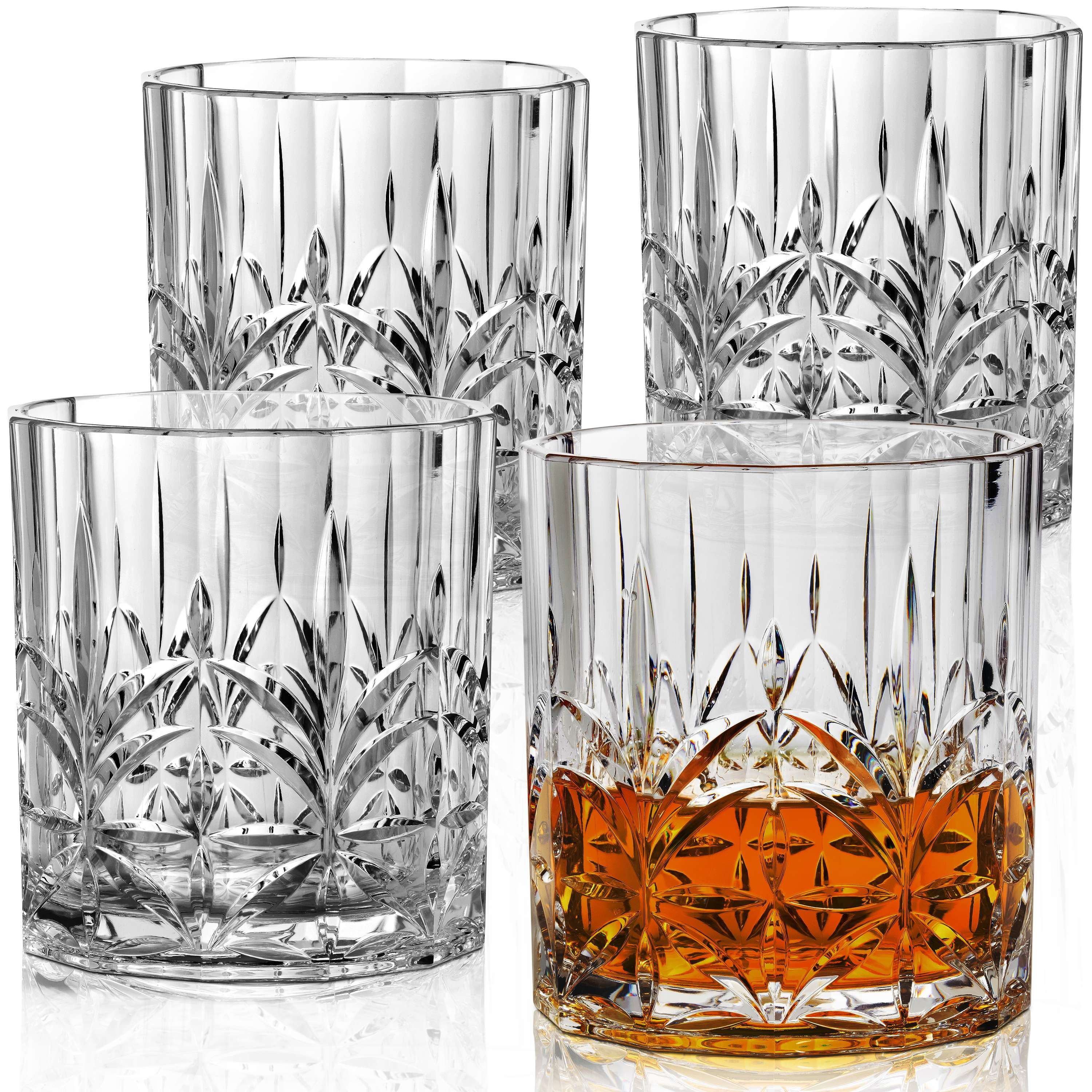 Bravario 13 oz Clear Tritan Unbreakable Whiskey Glasses Set of 4