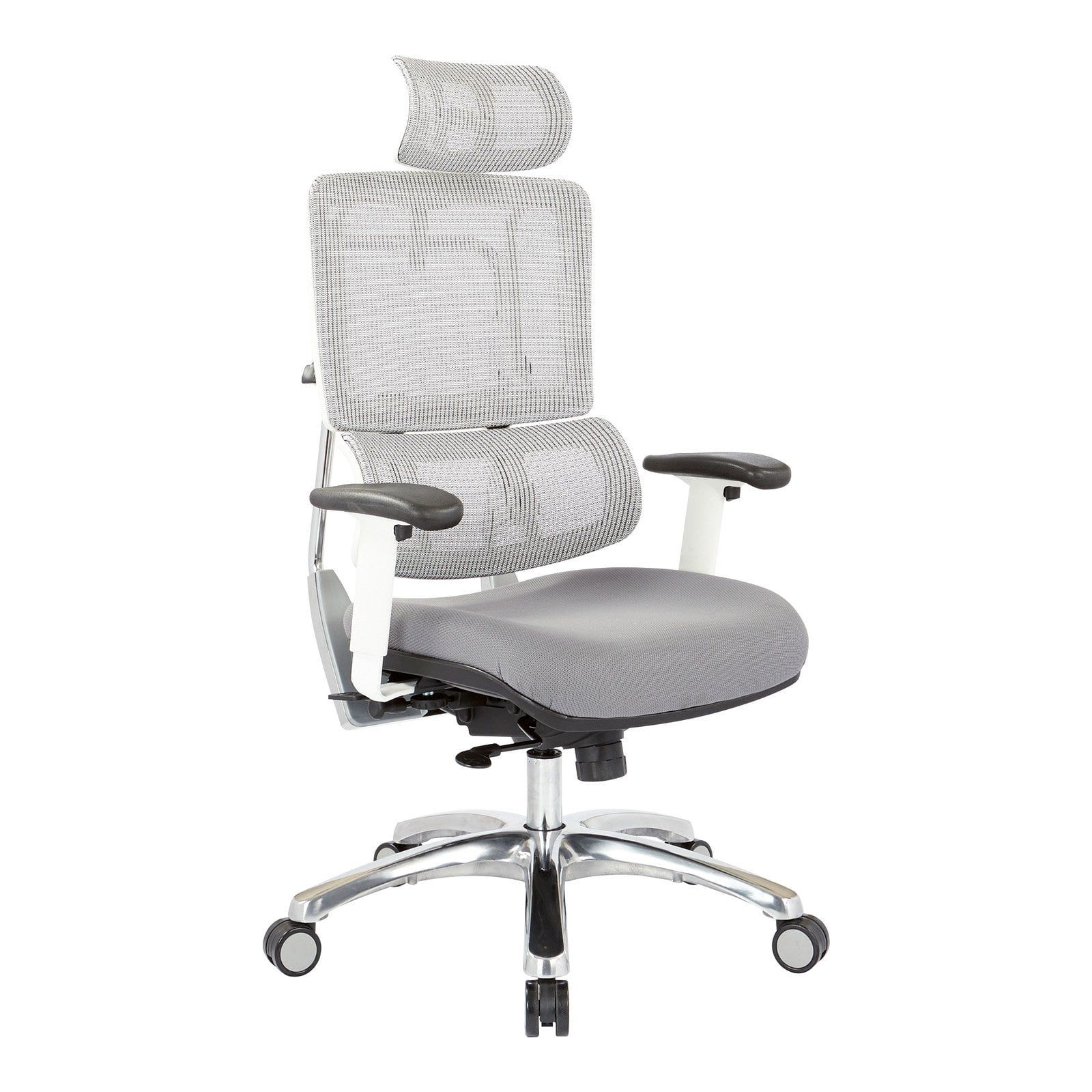 White Mesh Executive Office Chair with Adjustable Arms