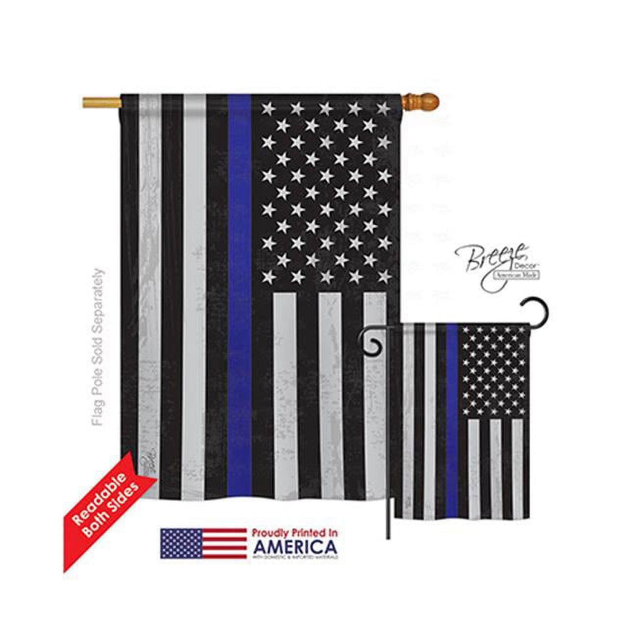 Military US Blue Stripe Double-Sided Vertical House Flag 28 x 40 in.