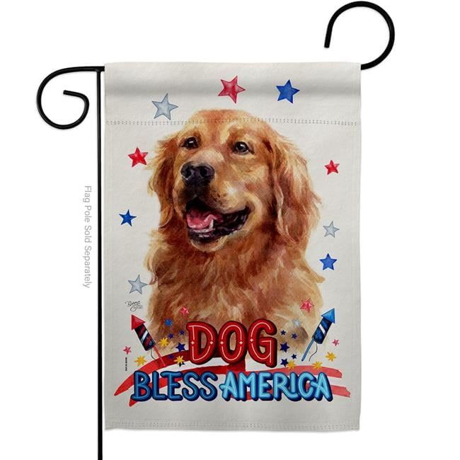 Patriotic Golden Retriever Dog Garden Flag, 13 x 18.5 in, Multicolor Fabric
