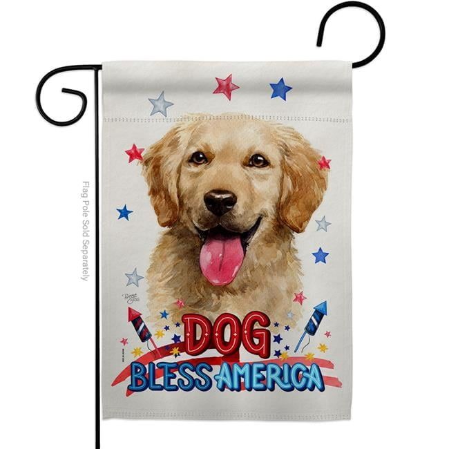 Patriotic Golden Retriever Dog Garden Flag, 13 x 18.5 in, Multicolor Fabric
