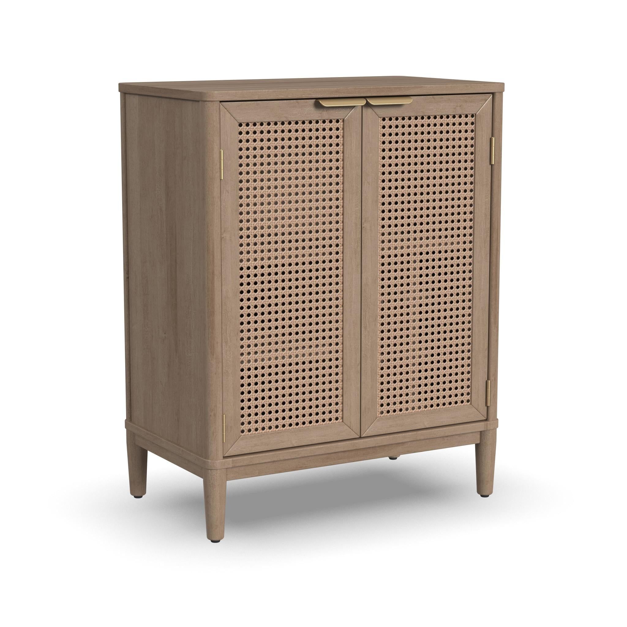 Brentwood Light Oak and Cane Bar Cabinet