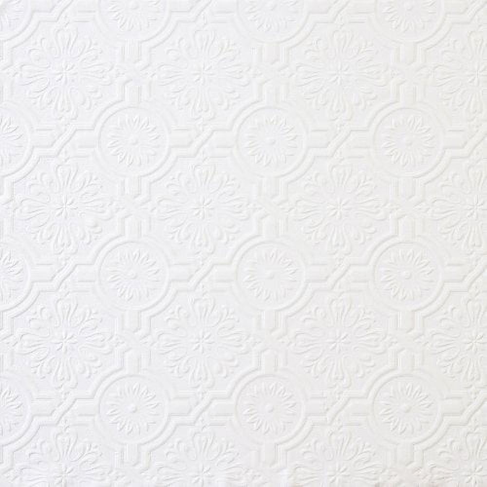 Victorian White Embossed Paintable Tin Ceiling Wallpaper