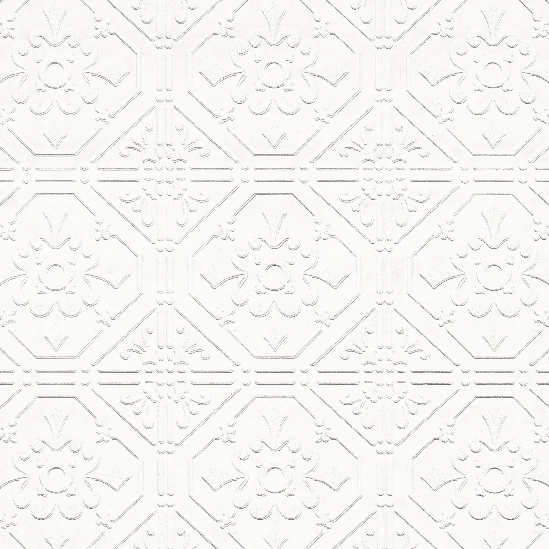 Brooklyn White Embossed Paintable Vinyl Wallpaper