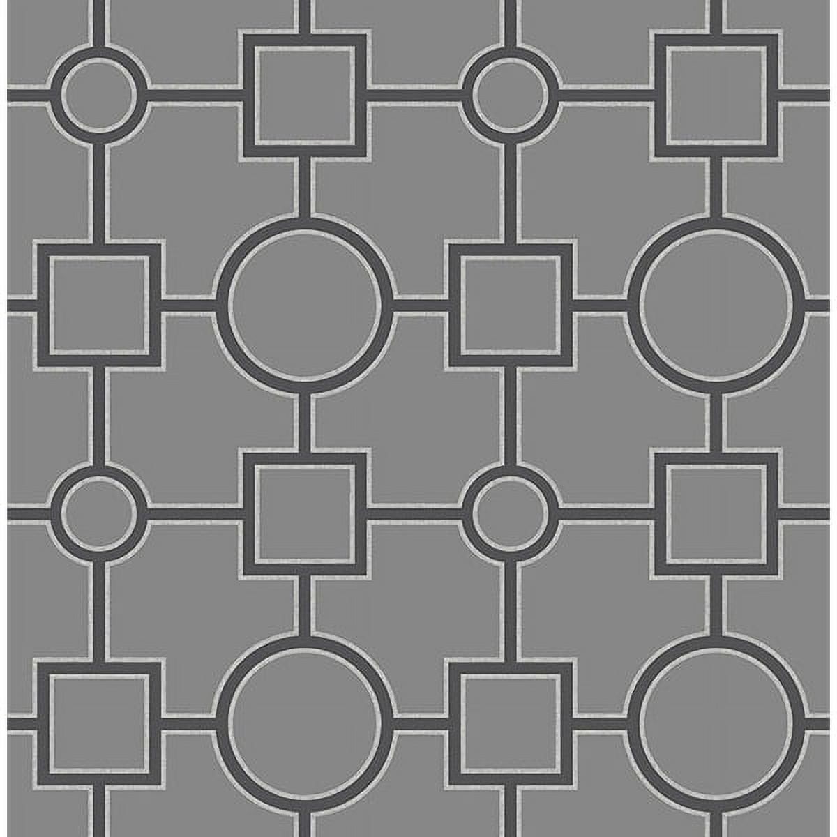 Matrix Black and Charcoal Geometric Non-Woven Wallpaper