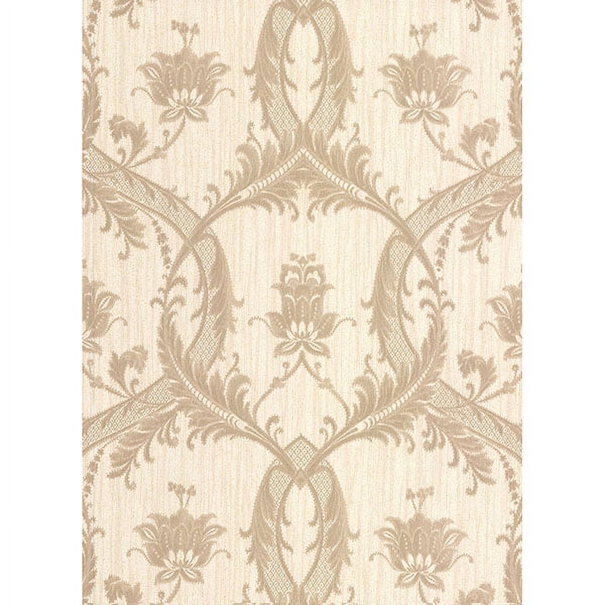 Beige and Gold Damask Removable Vinyl Wallpaper