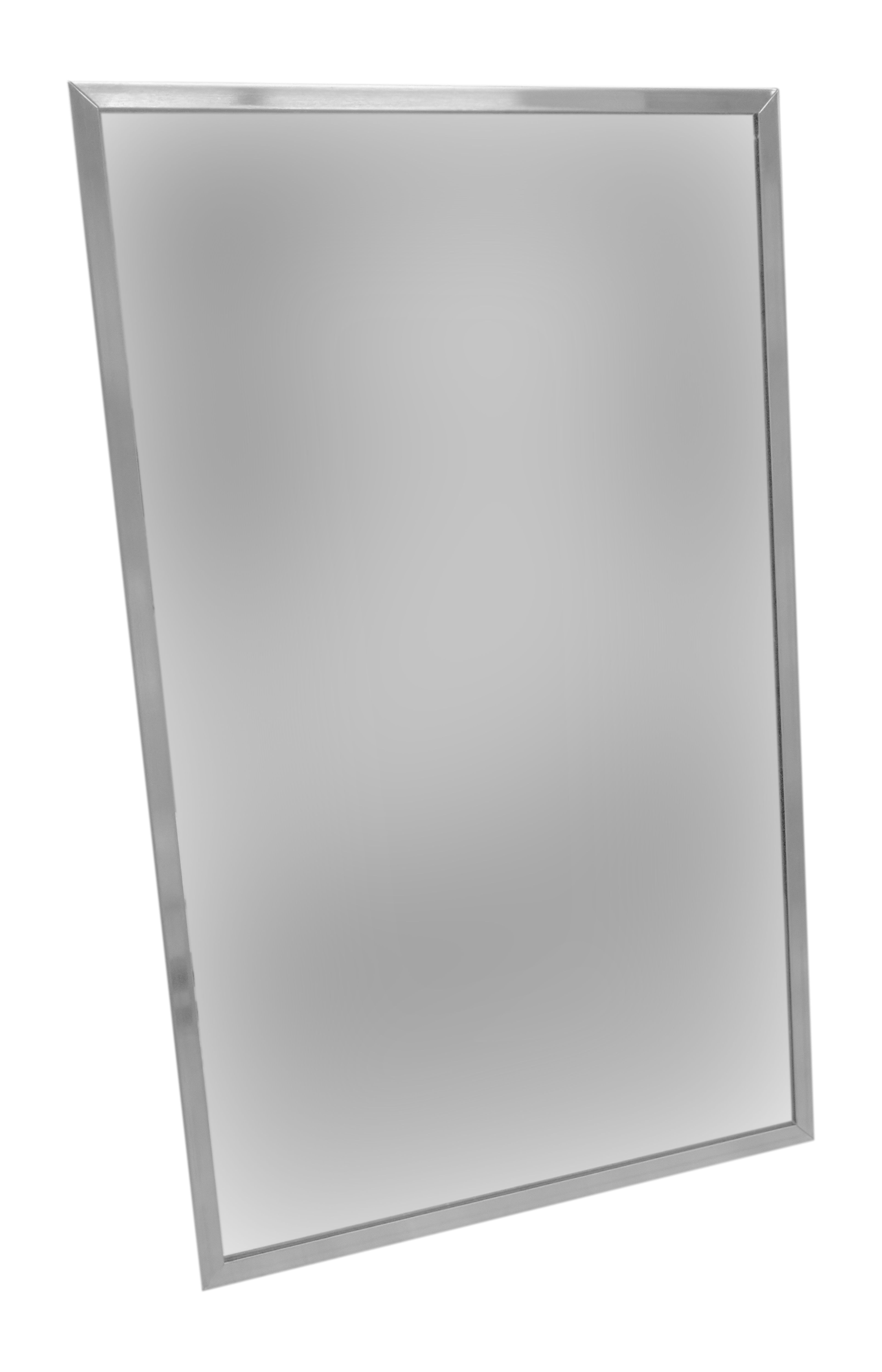 Silver Stainless Steel Wall Mounted Mirror, 24" x 30"