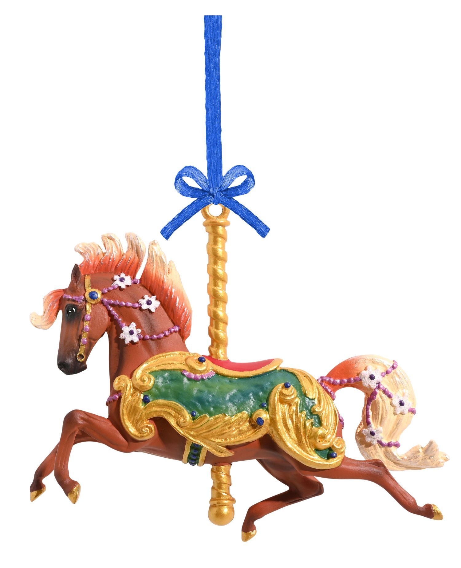 Fleur Flaxen Chestnut Resin Carousel Horse Ornament