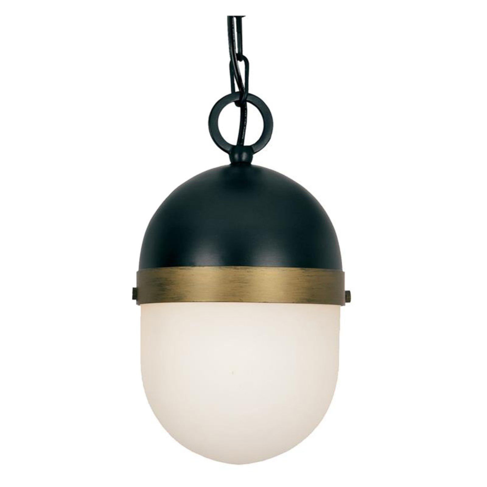 Matte Black and Gold 3-Light Opal Glass Globe Pendant