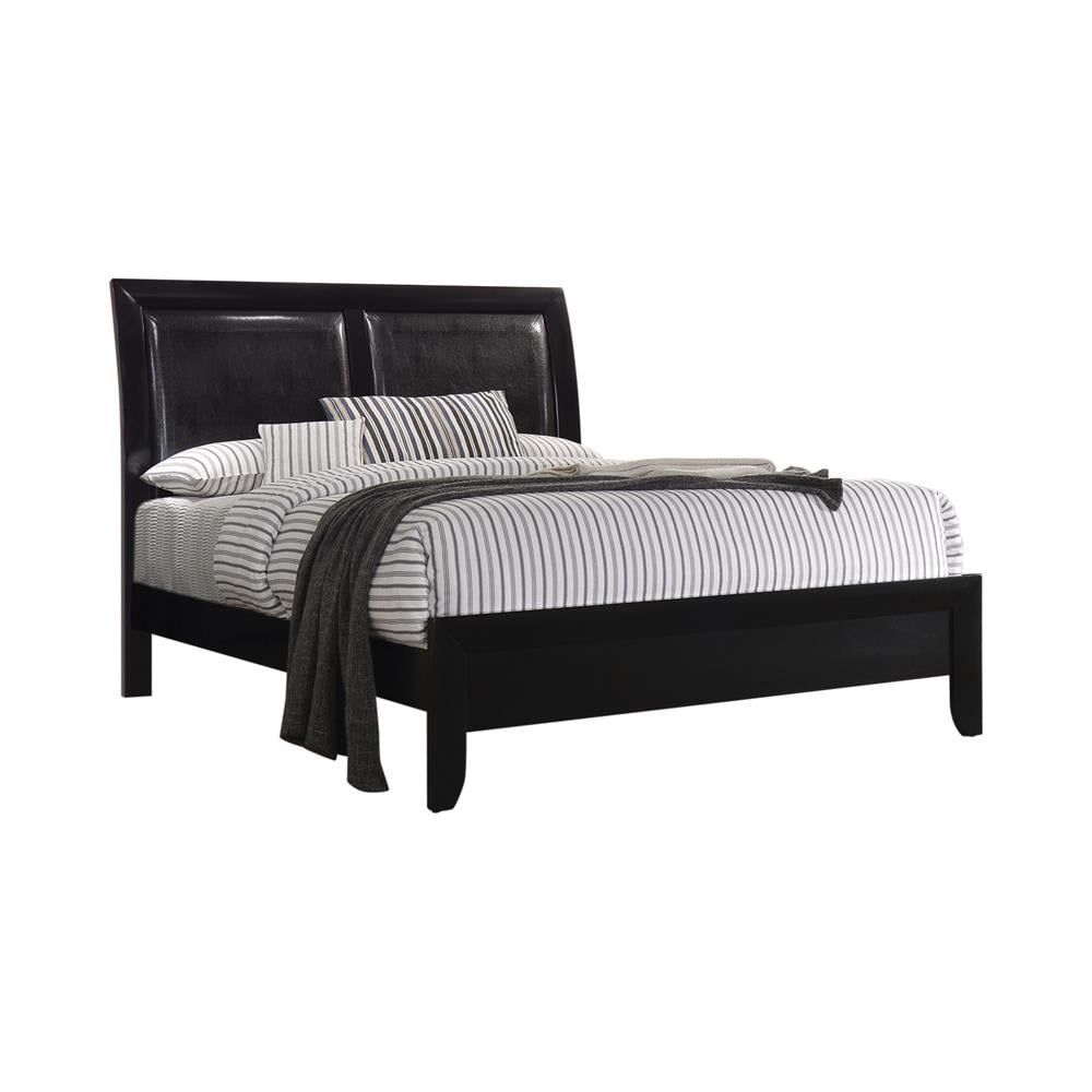 Briana Black Faux Leather Queen Platform Bed with Storage