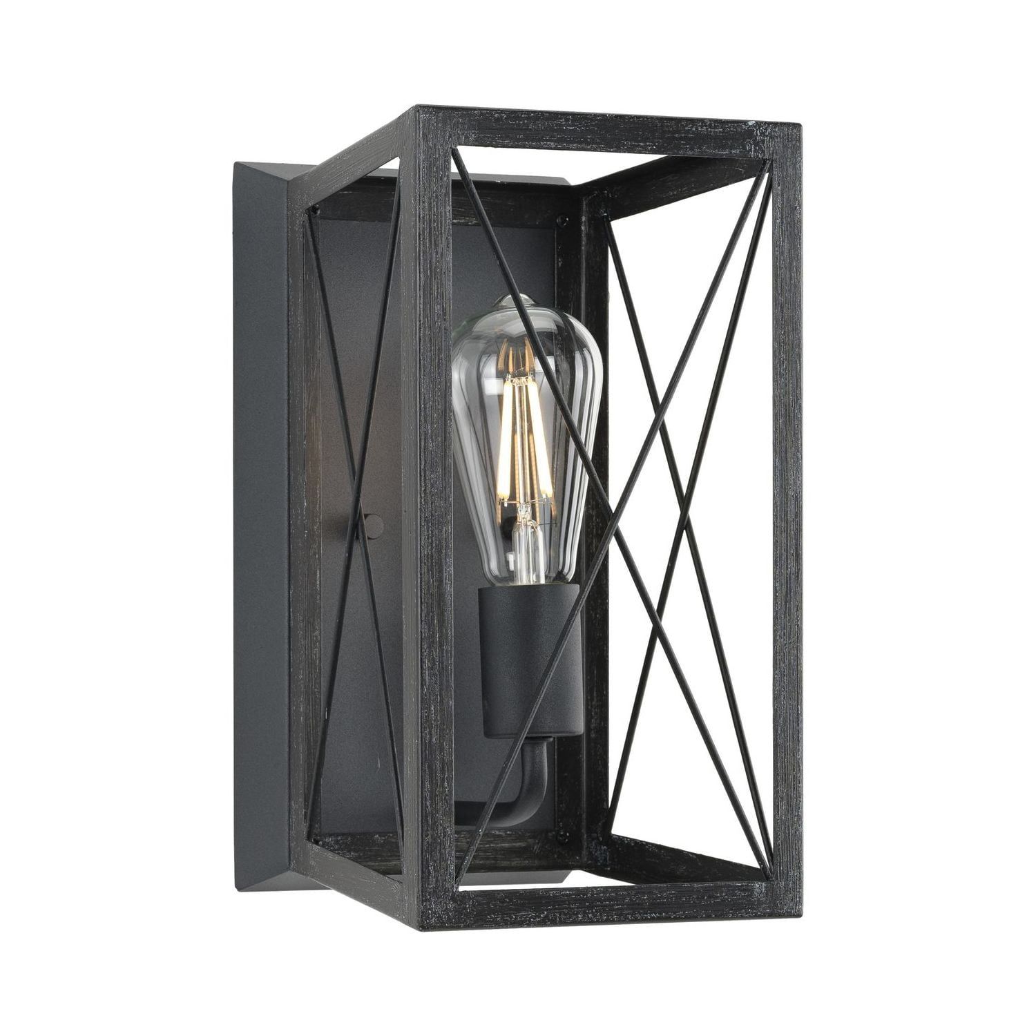 Briarwood Textured Black 12" Dimmable Rustic Sconce
