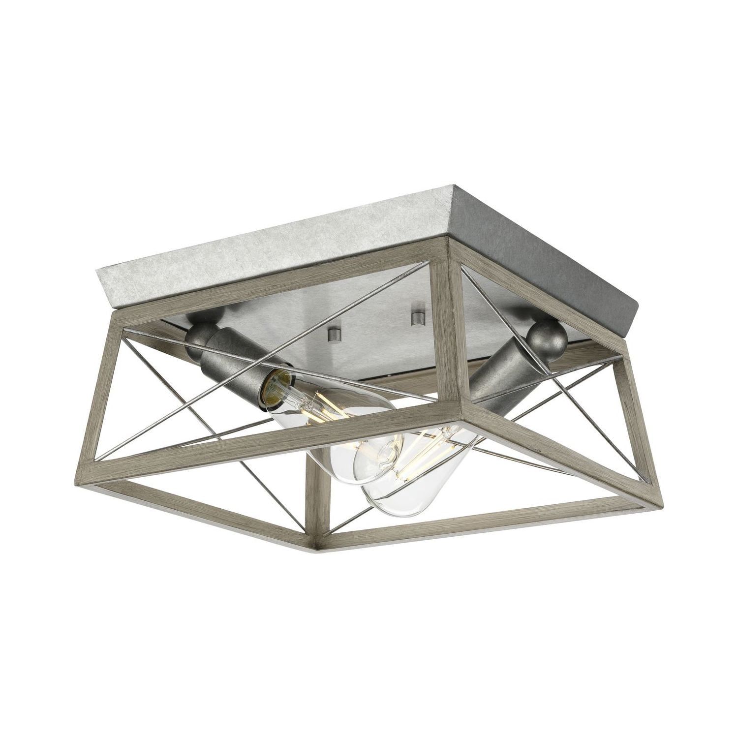 Briarwood 12" Galvanized Glass Farmhouse Flush Mount Light