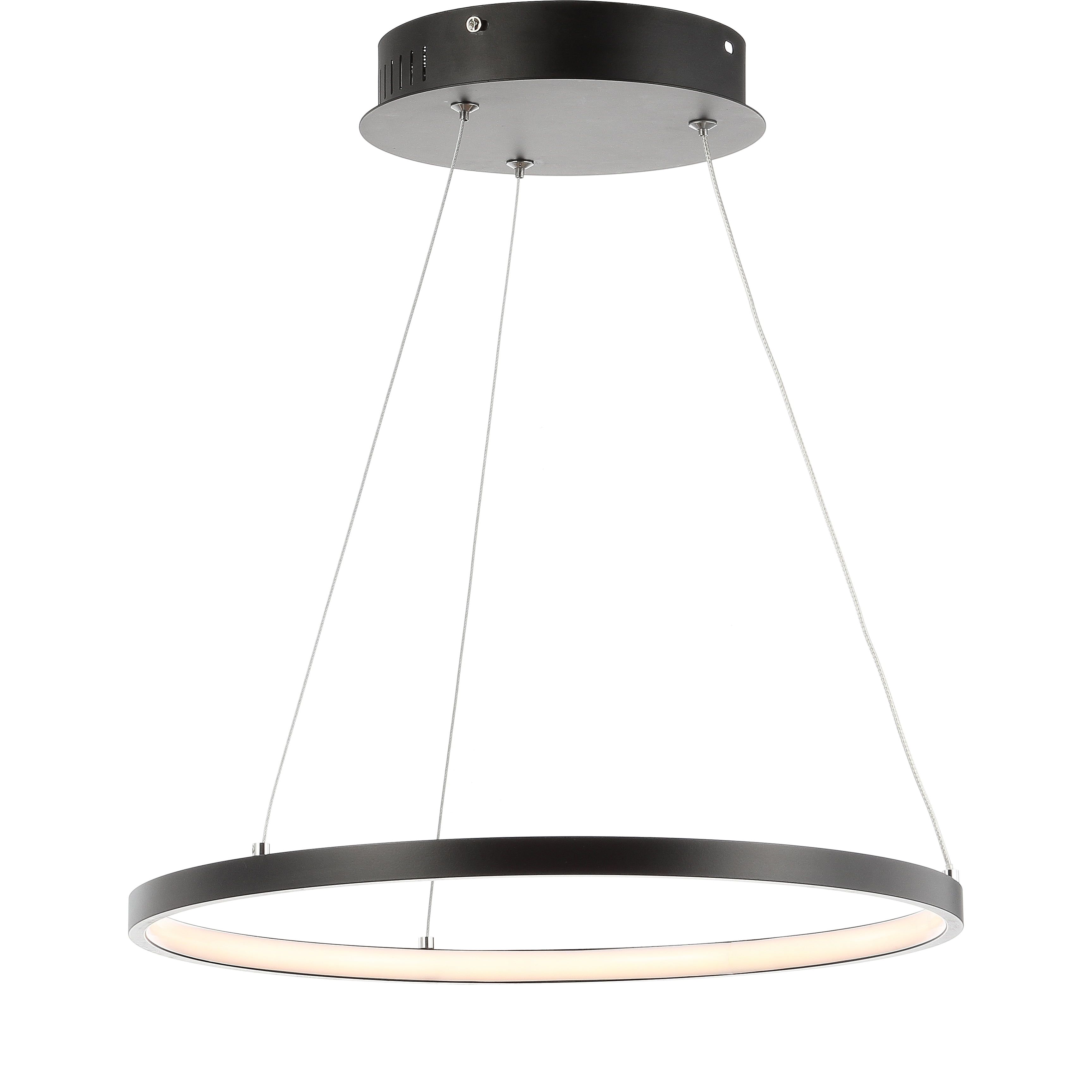 Matte Black Modern LED Drum Pendant Light - 15.75" Diameter