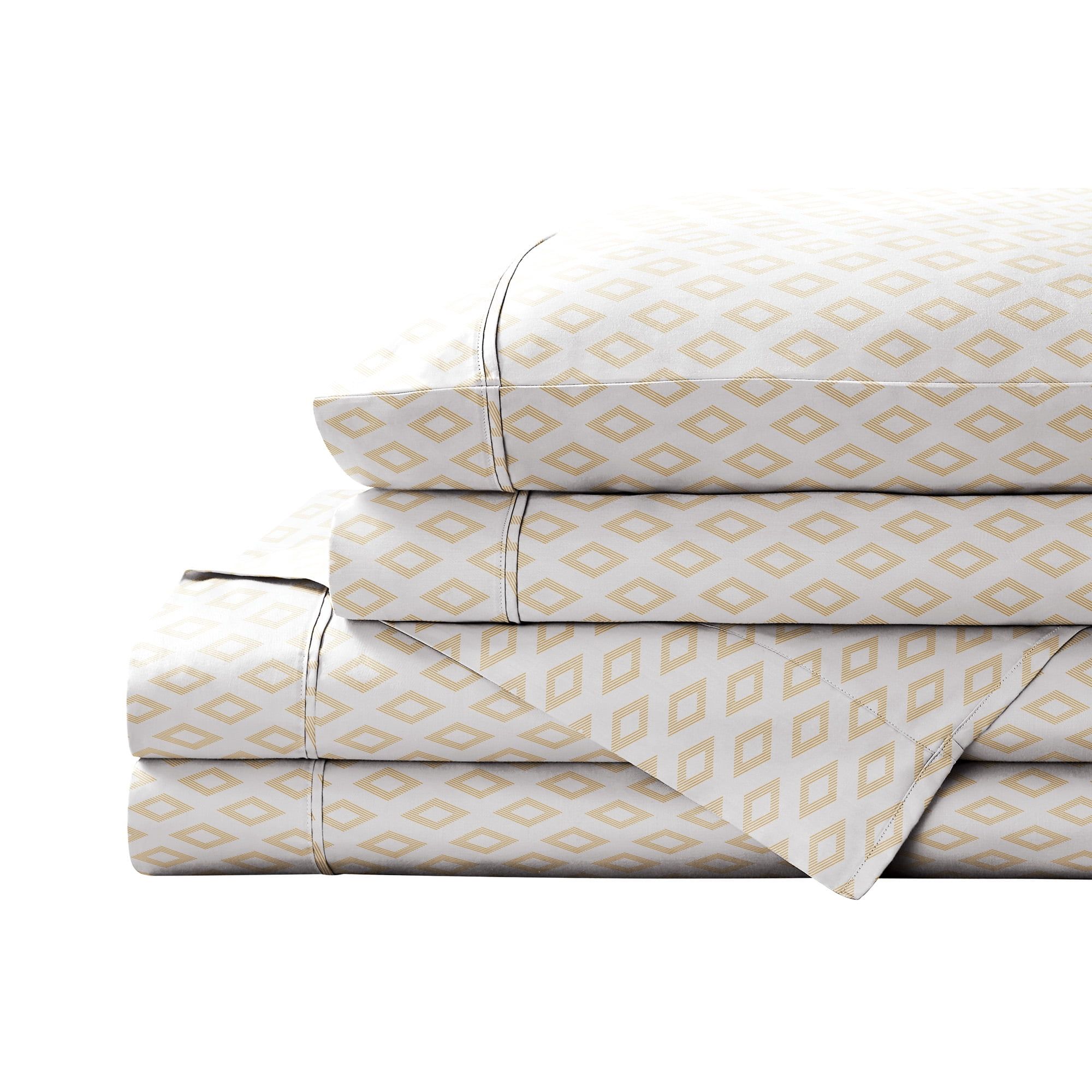 Full Mustard Diamond Cotton Percale Sheet Set