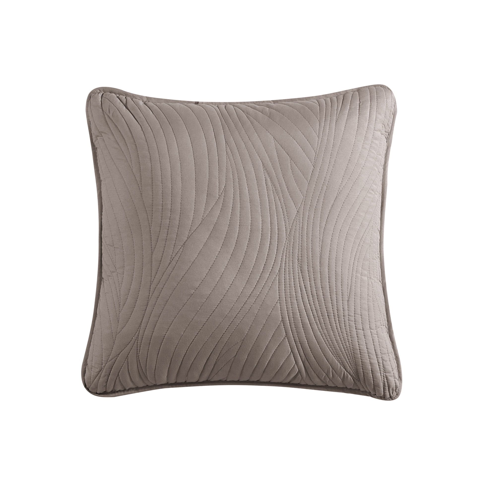 Light Grey Embroidered Square Polyester Toss Pillow