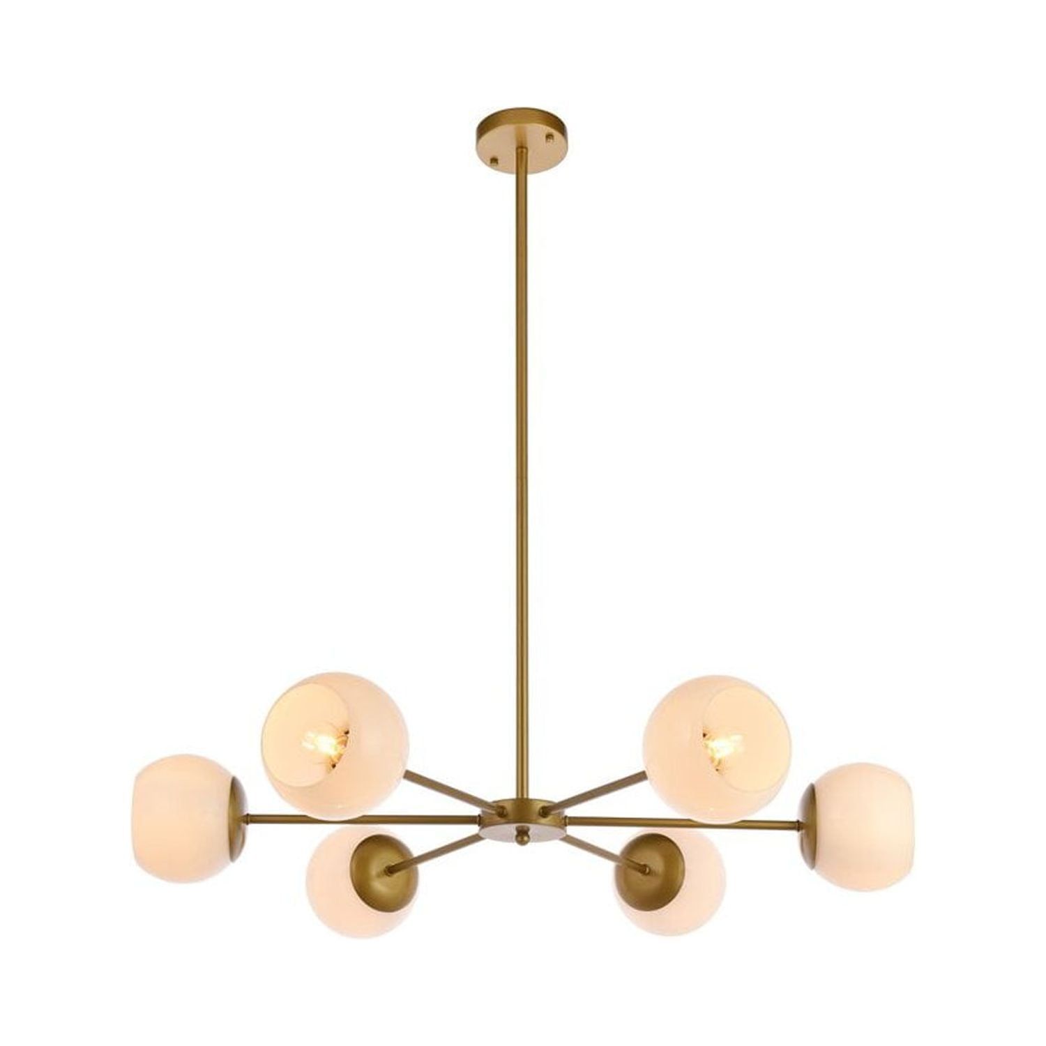 Elegant Brass and White Glass Globe Adjustable Pendant Light
