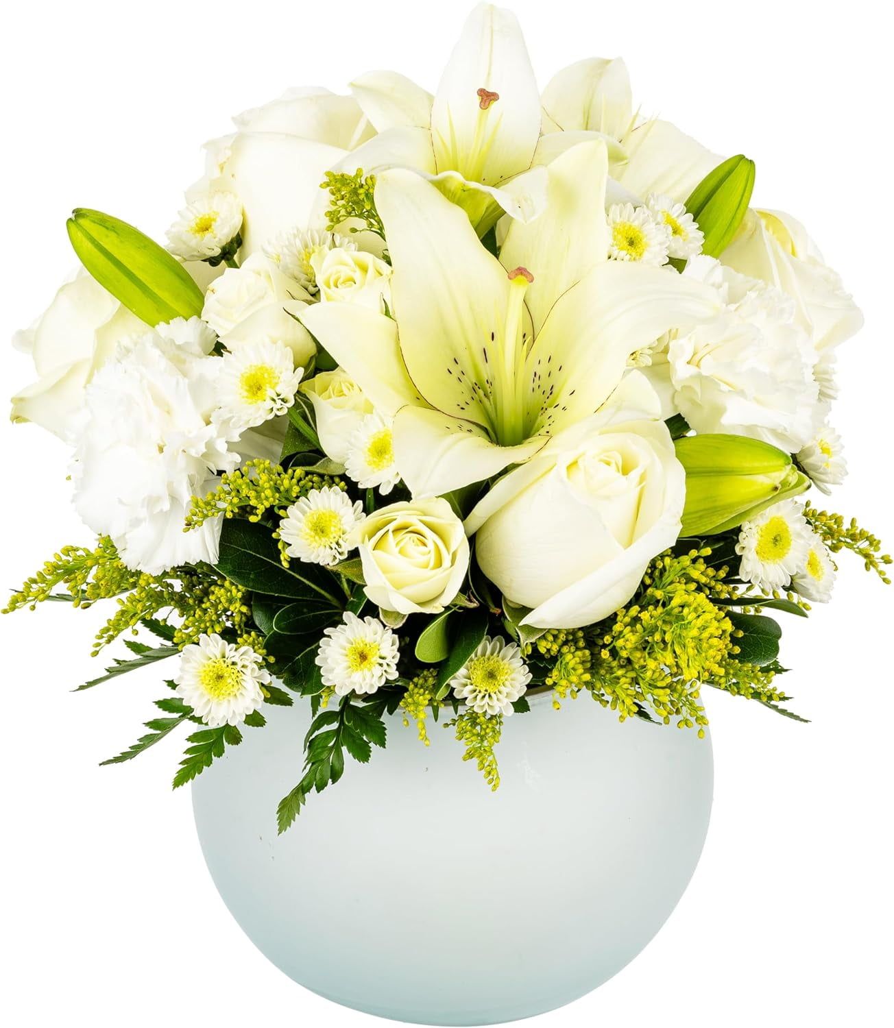 White Lily and Rose Get Well Bouquet with Vase