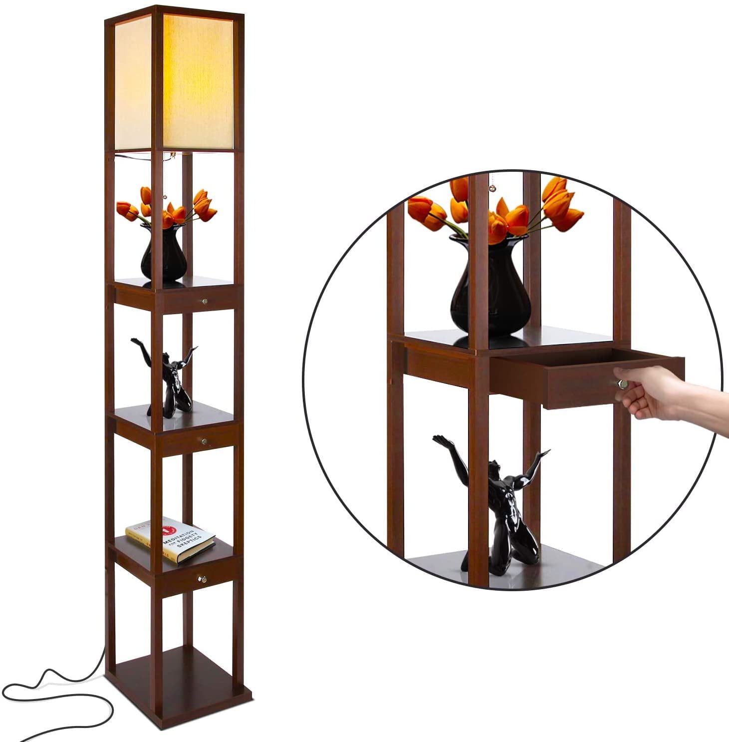 Kids' Energy Star White LED Shelf Floor Lamp with Drawer