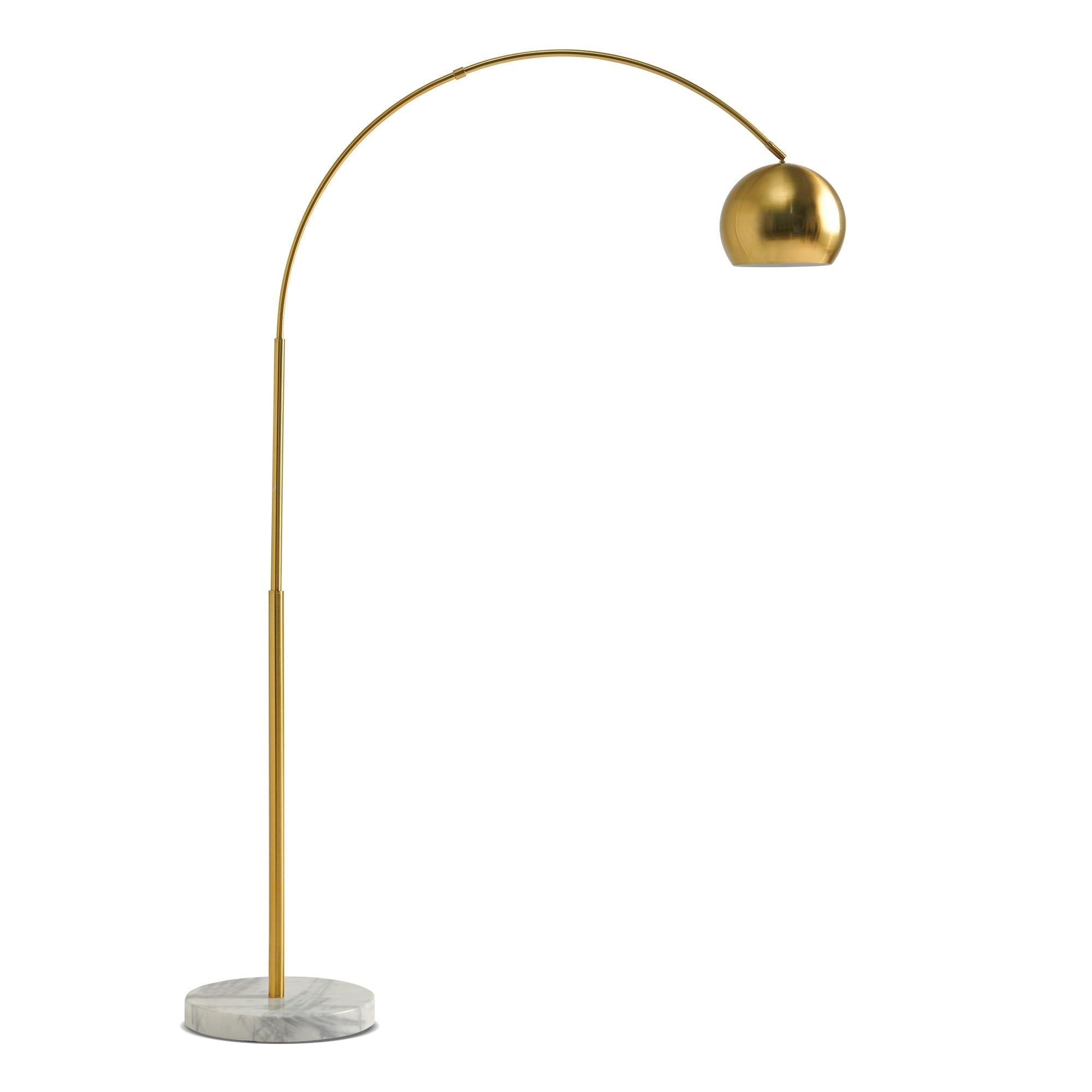 Adjustable Brass Arc Floor Lamp with Marble Base