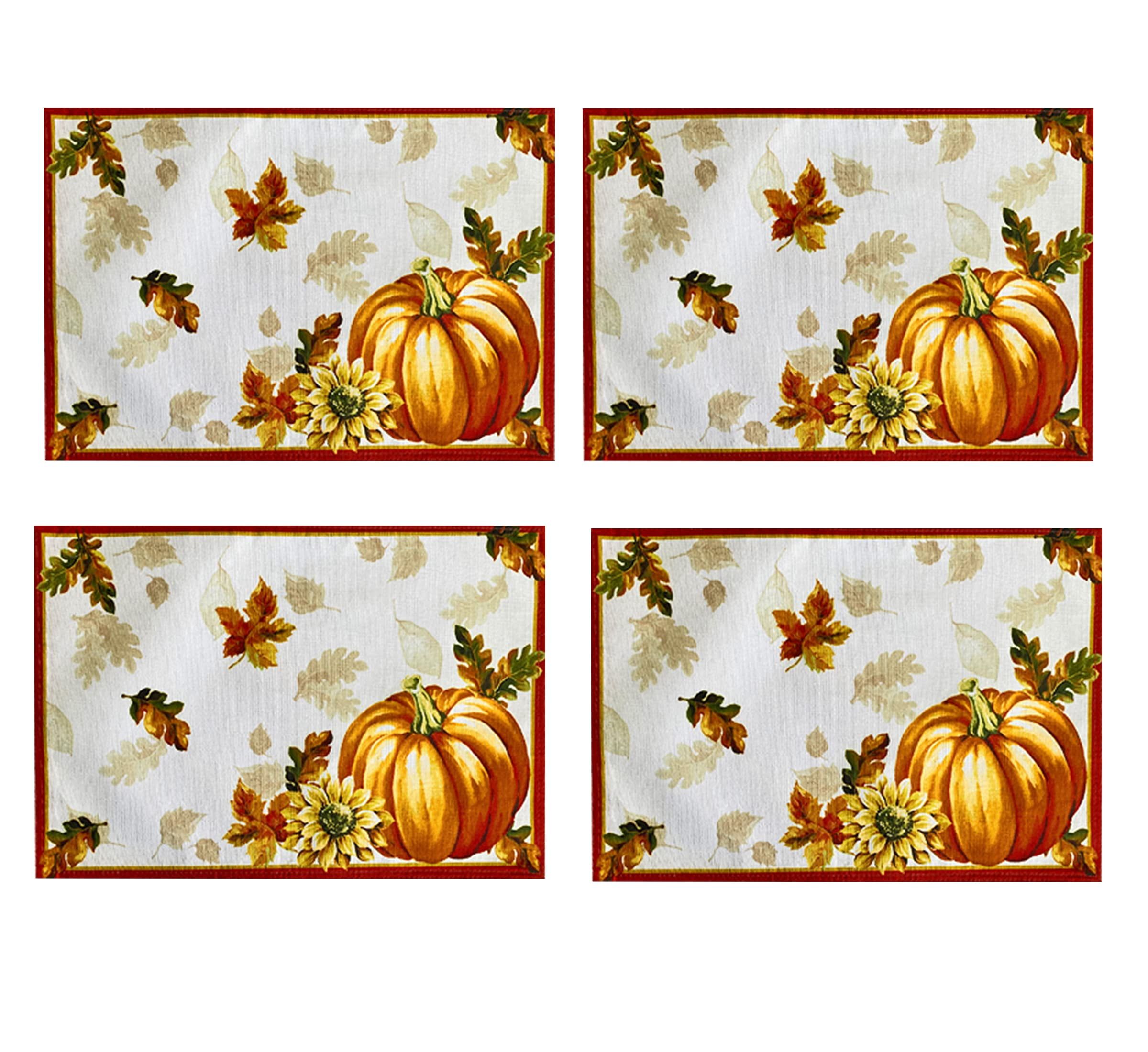 Autumn Harvest Pumpkin and Sunflower Fabric Placemats, Set of 4