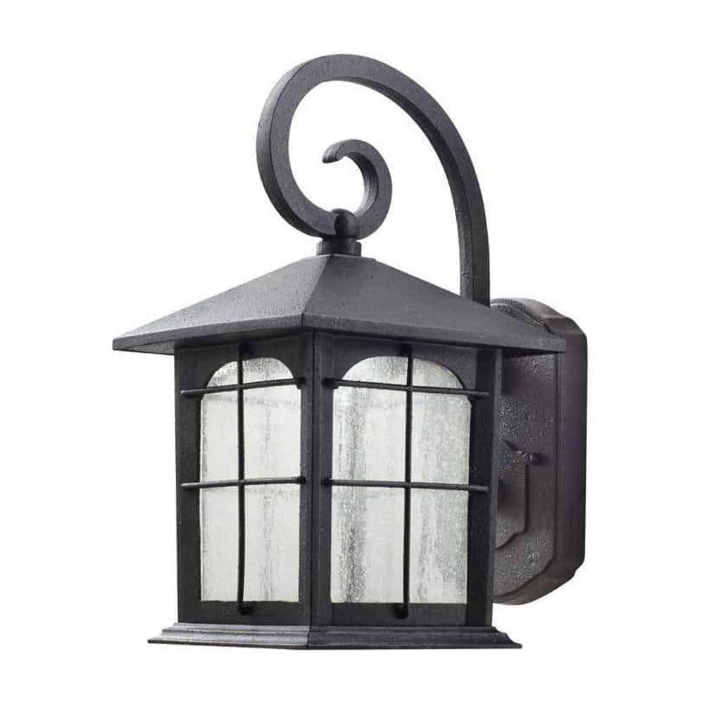 Aged Iron Medium LED Outdoor Lantern with Seeded Glass