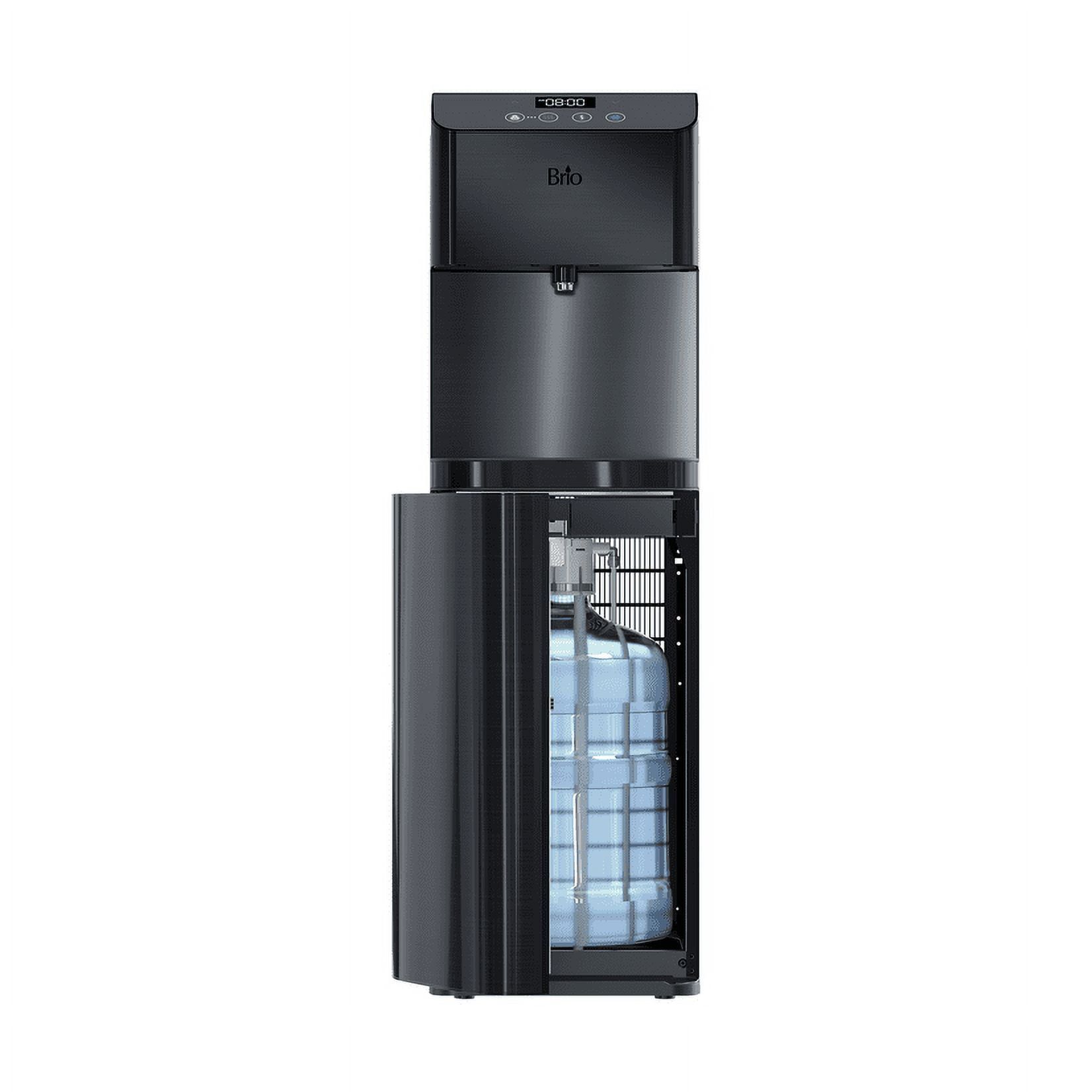 Brio Black Stainless Steel Tri-Temperature Bottom Load Water Cooler