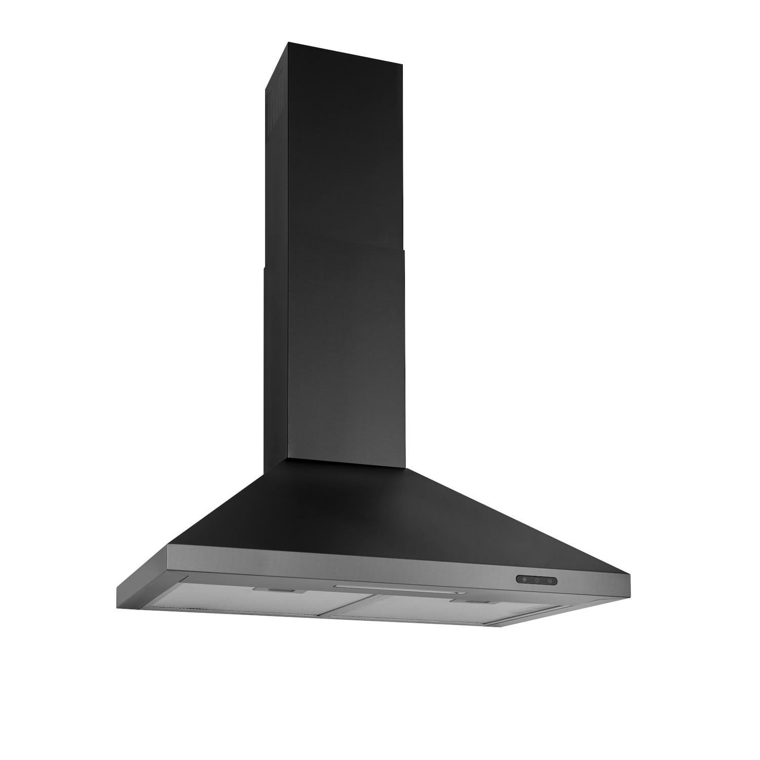 30-Inch Black Stainless Steel Convertible Wall-Mount Range Hood