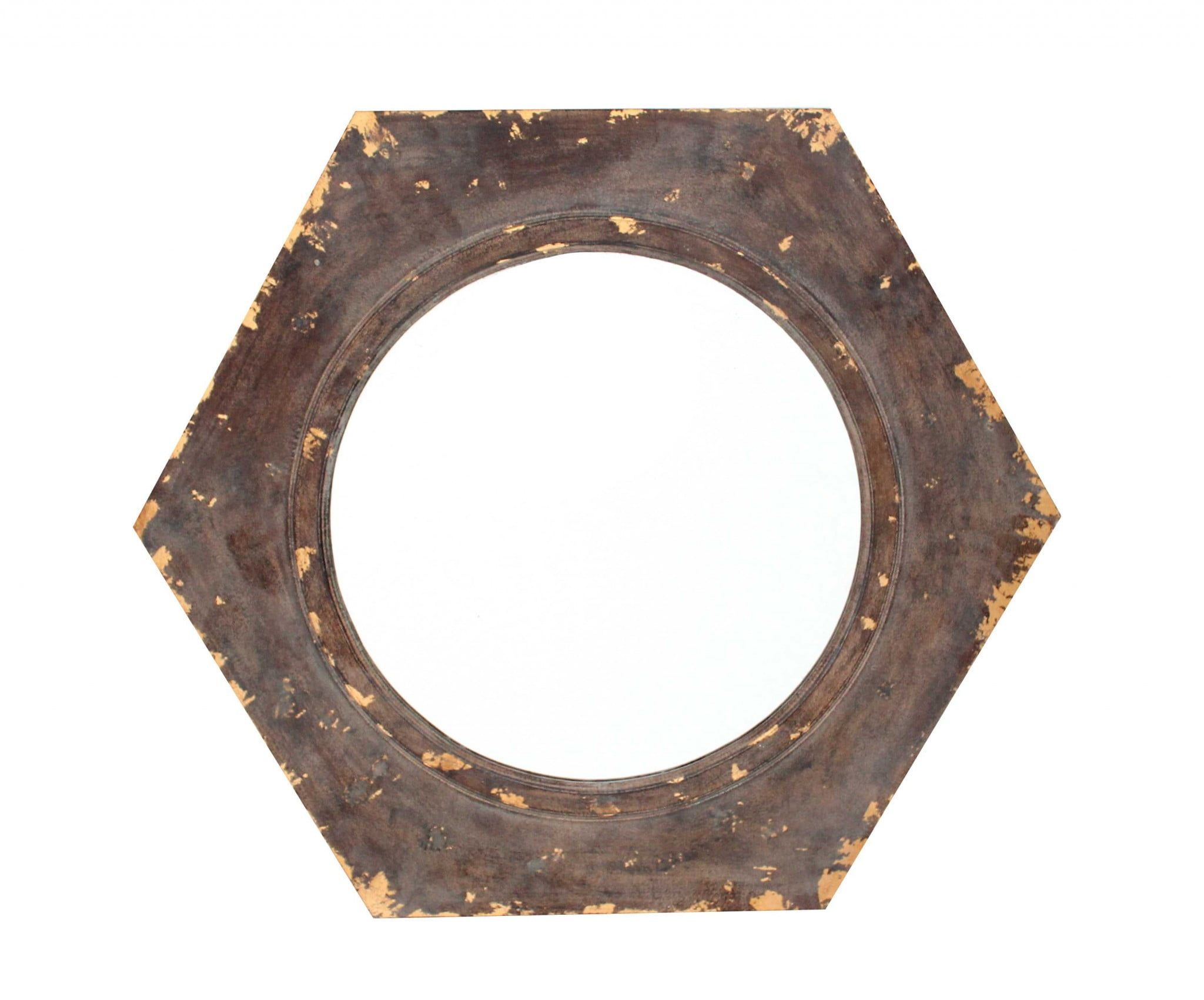 Rectangular Bronze and Silver Wood Wall Mirror