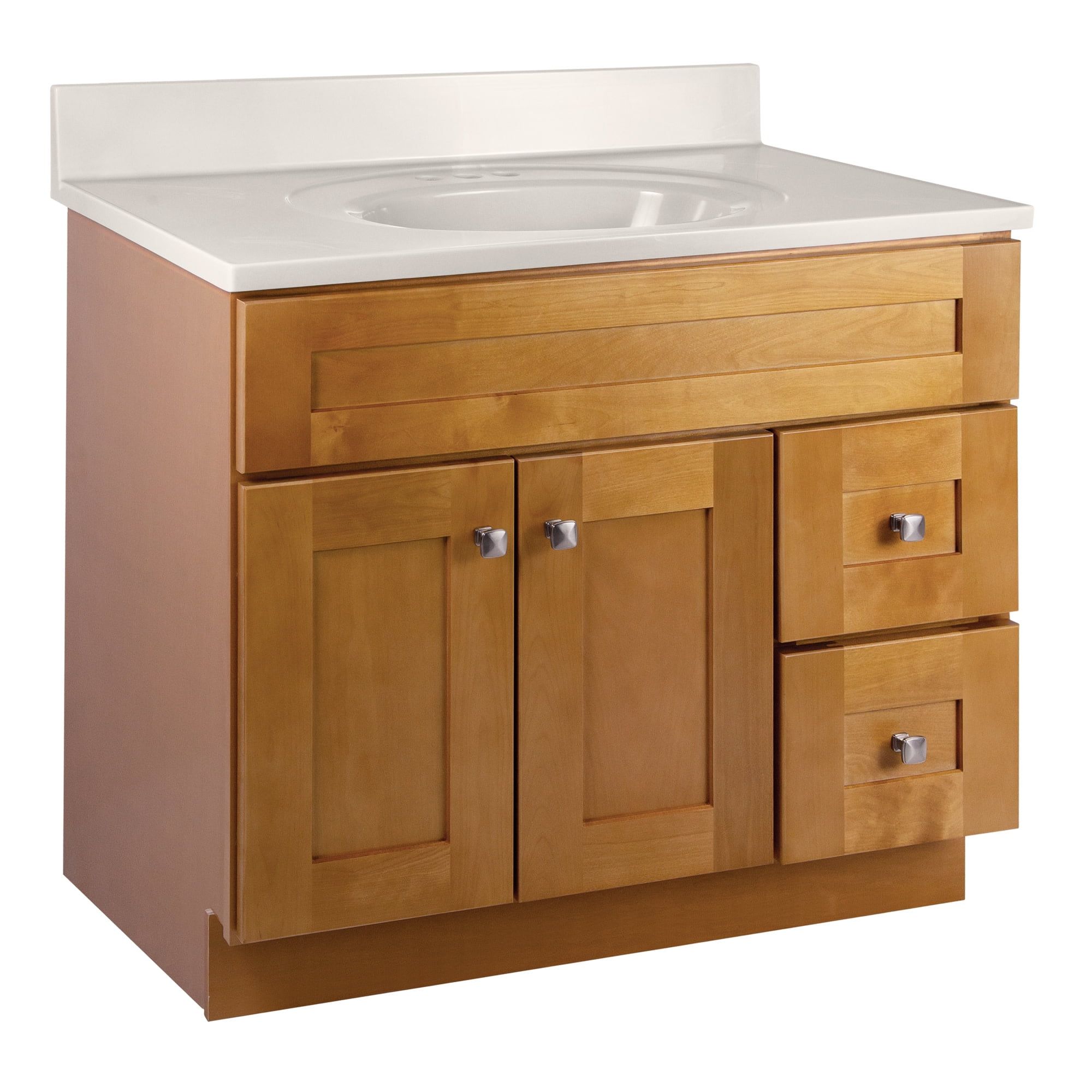 Brookings 37" Modern Birch Solid Wood Vanity with Marble Top