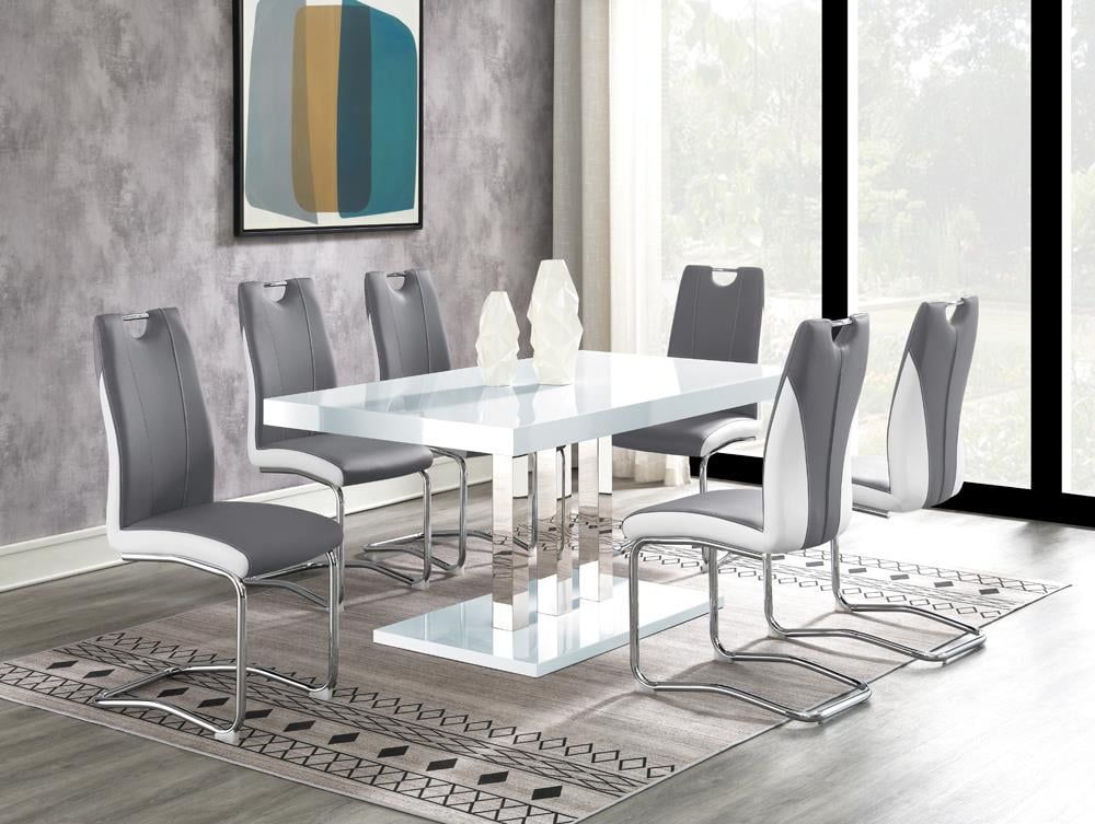 Brooklyn 5-Piece White Gloss and Chrome Dining Set