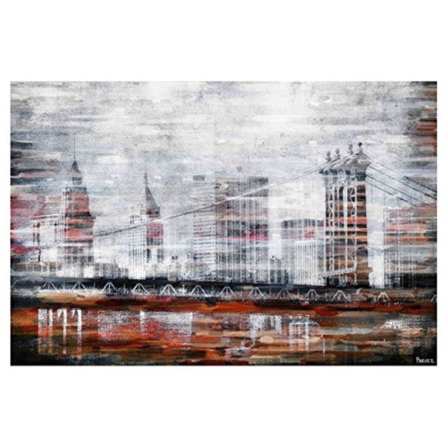 Brooklyn Bridge Abstract Cityscape Canvas Print, 18" x 12"