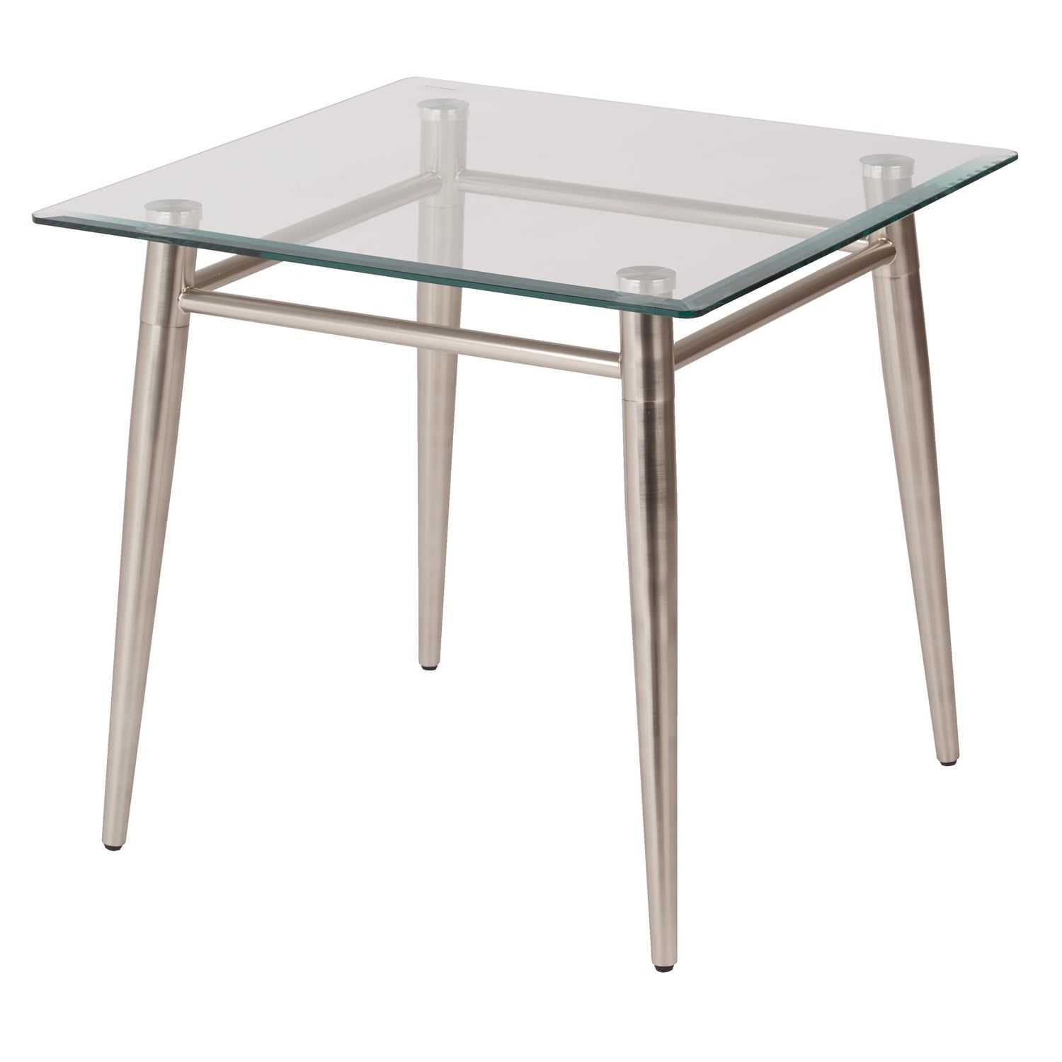 Brooklyn 22" Brushed Nickel Square Metal and Glass End Table