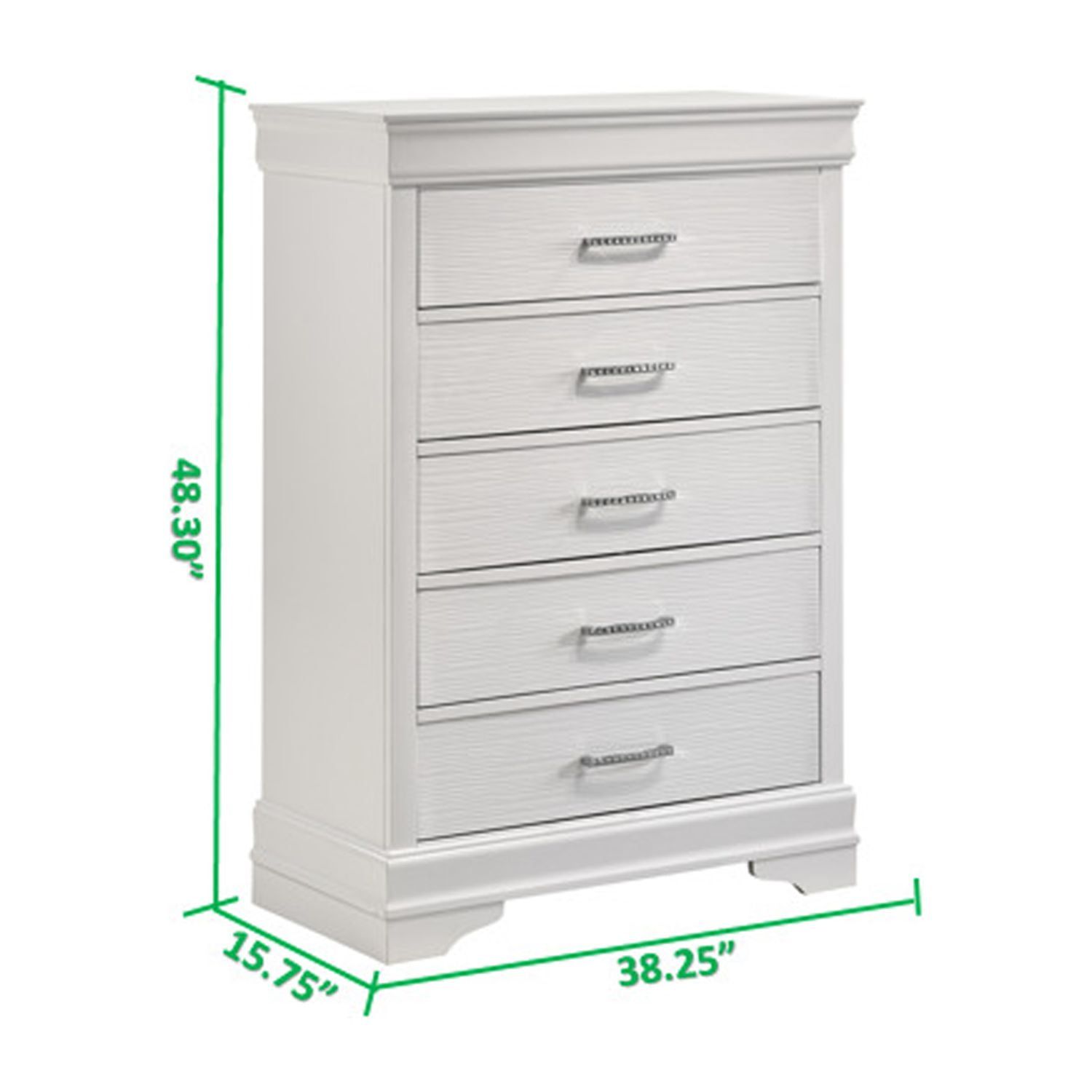 White Vertical 5-Drawer Chest with Soft Close Dovetail Drawers