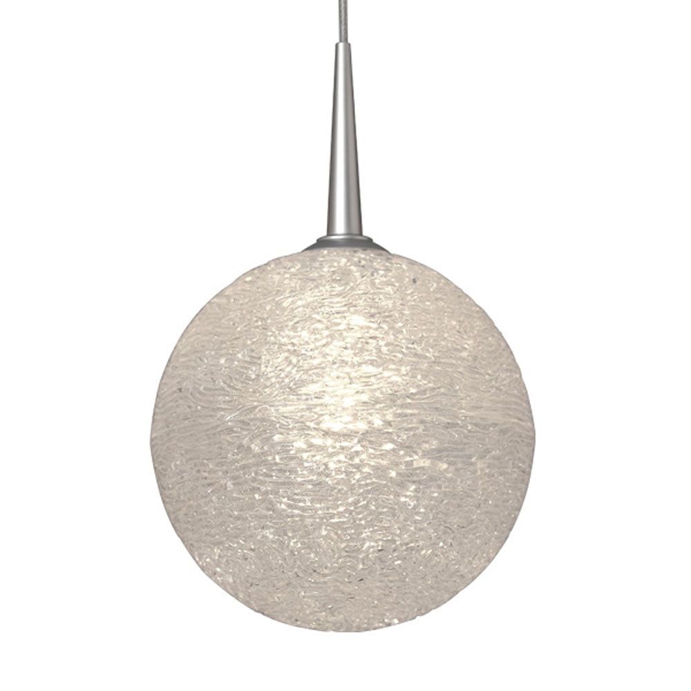 Matte Chrome Mini Globe Pendant with Textured Glass Shade